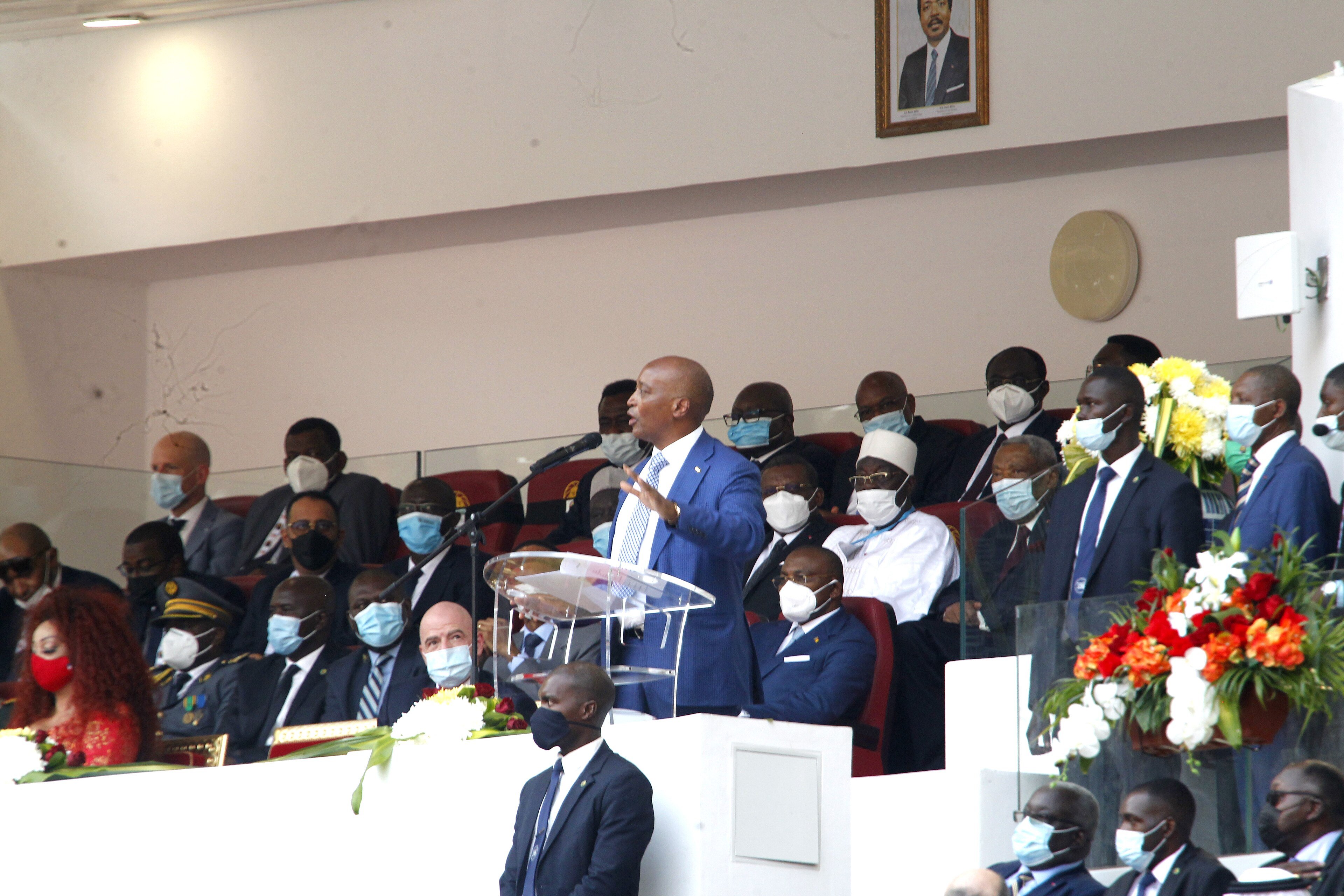 CAF president Patrice Motsepe giving a speech at a CAF event