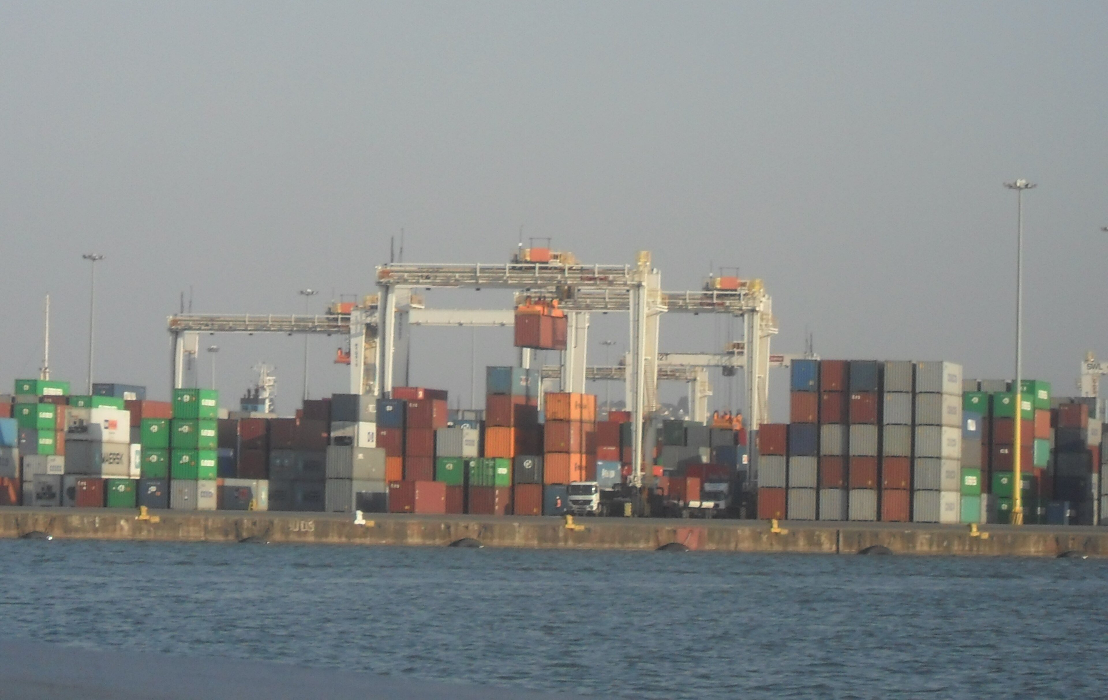 Shipping containers stacked at the Port of Durban, where goods leave for the United States