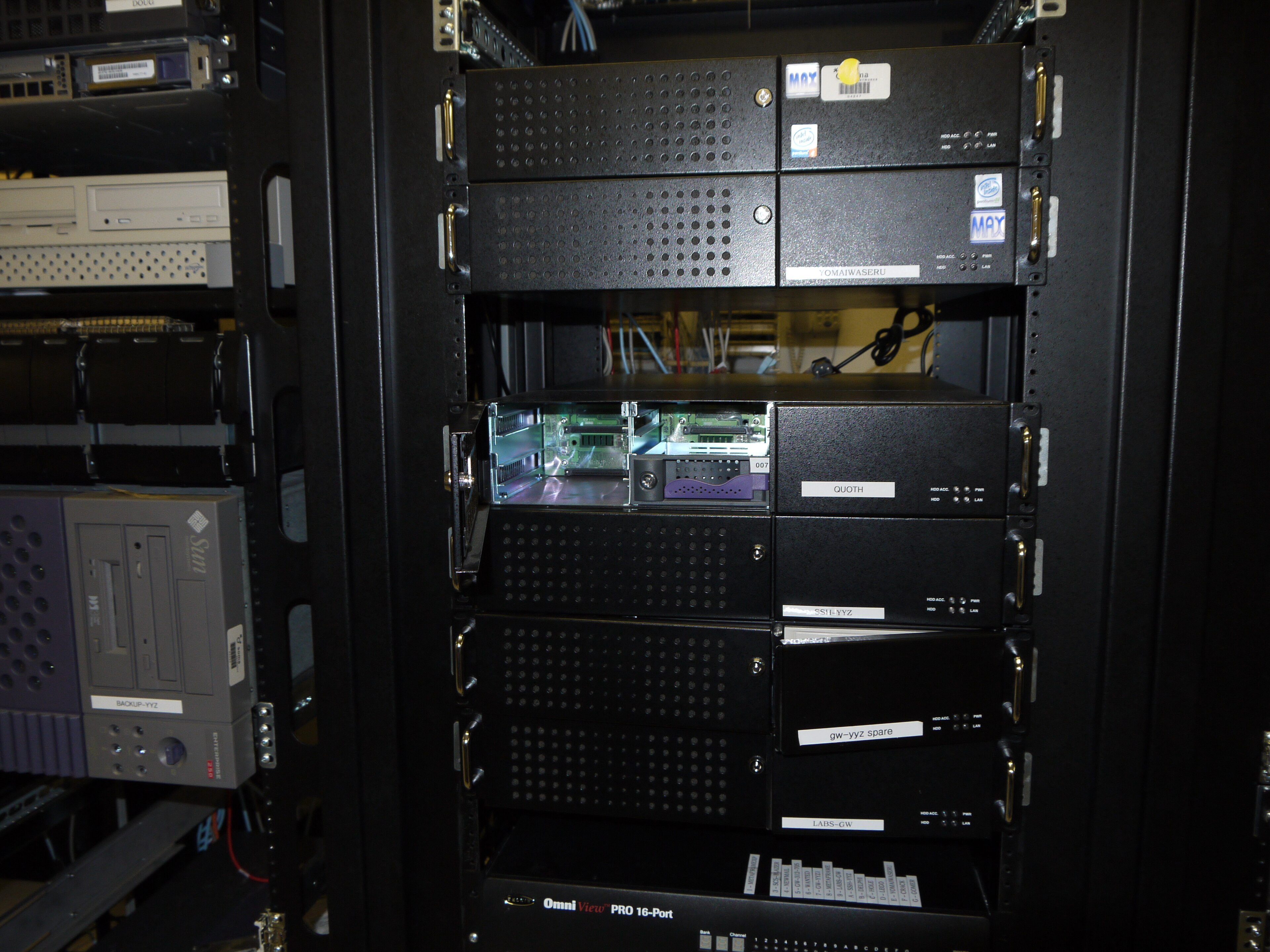 A wide server room floor with racks and cables