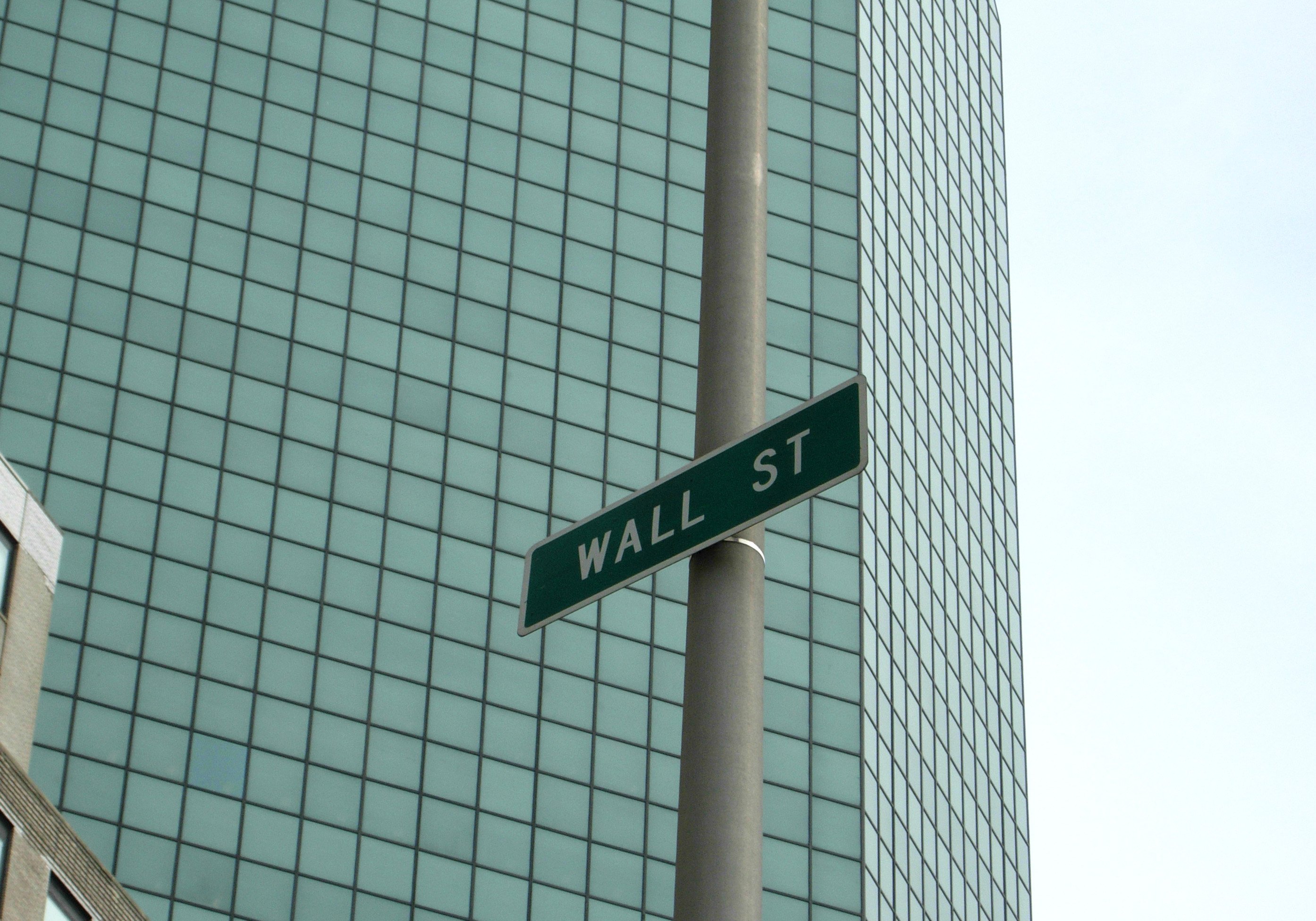 The Wall Street street sign in New York, where the S&P 500's biggest stocks trade