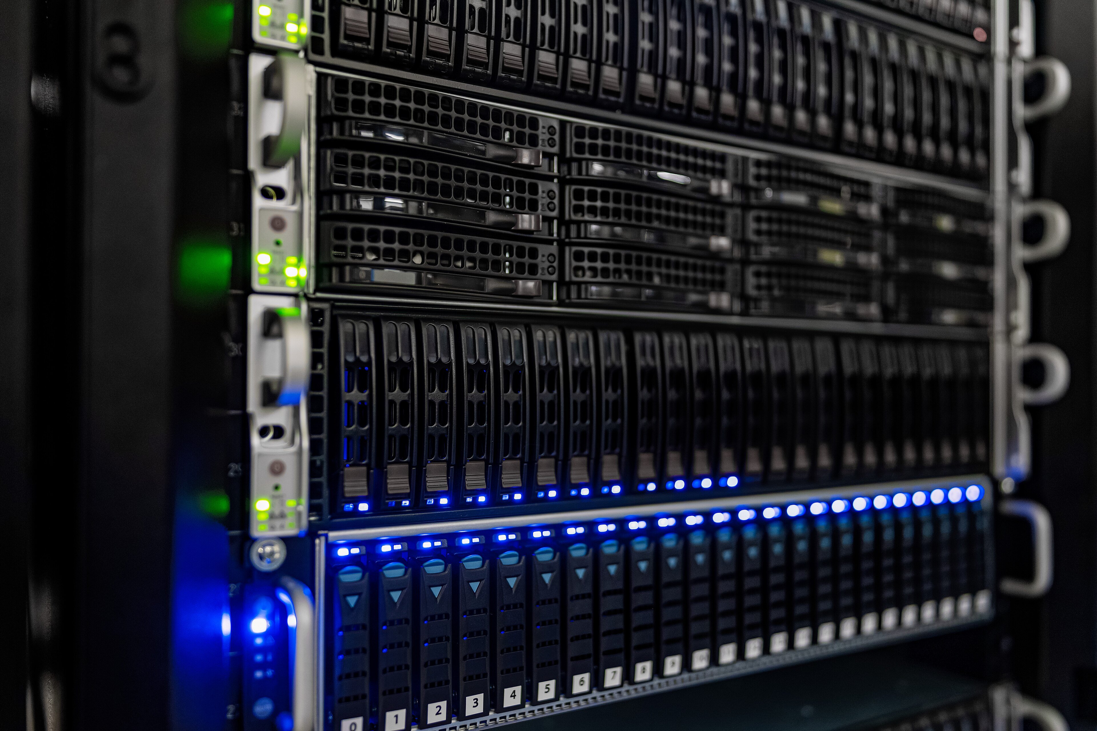 Server racks running AI models