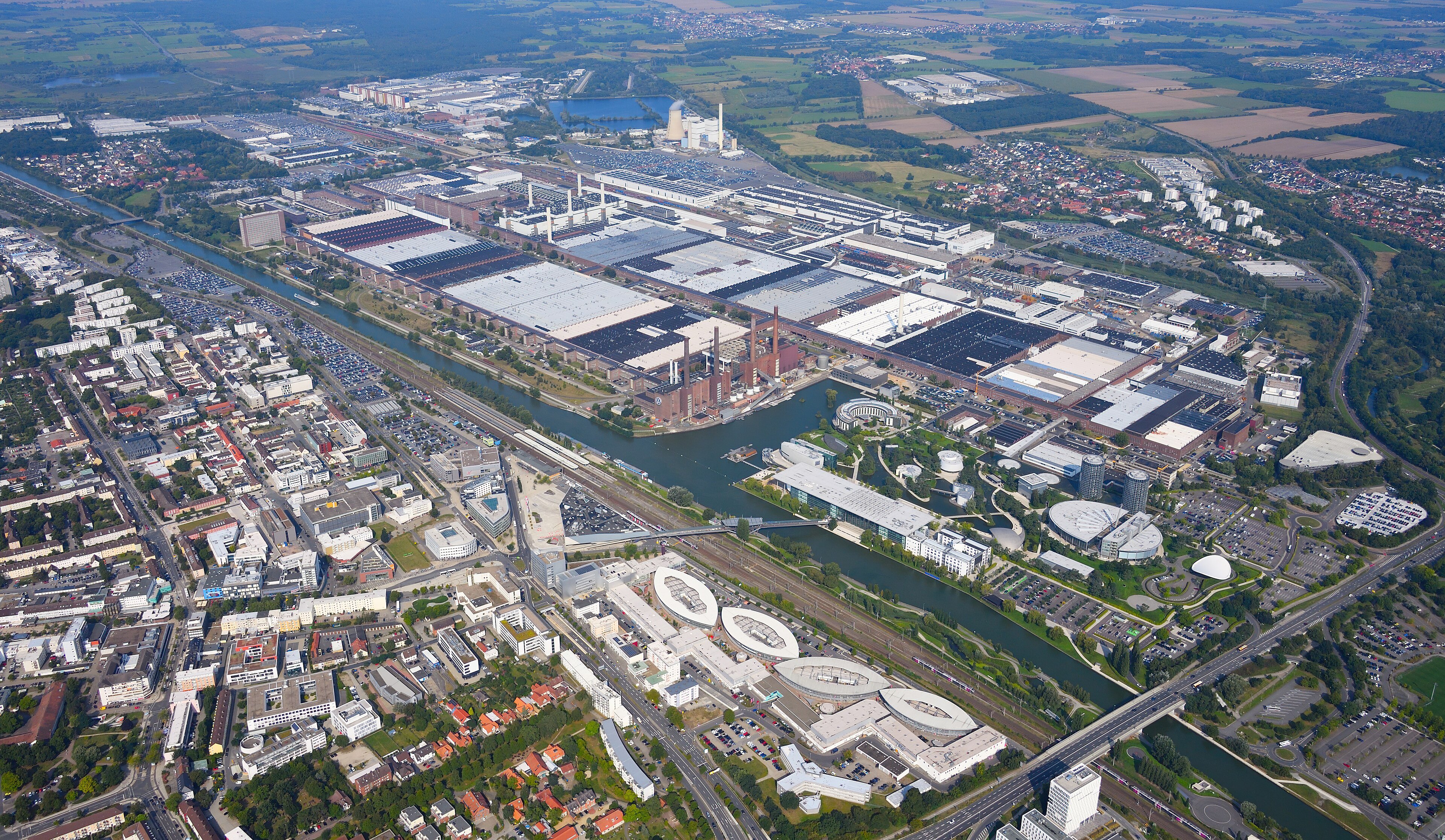 Volkswagen's home plant in Wolfsburg, Germany, where thousands of jobs are being cut at the same time