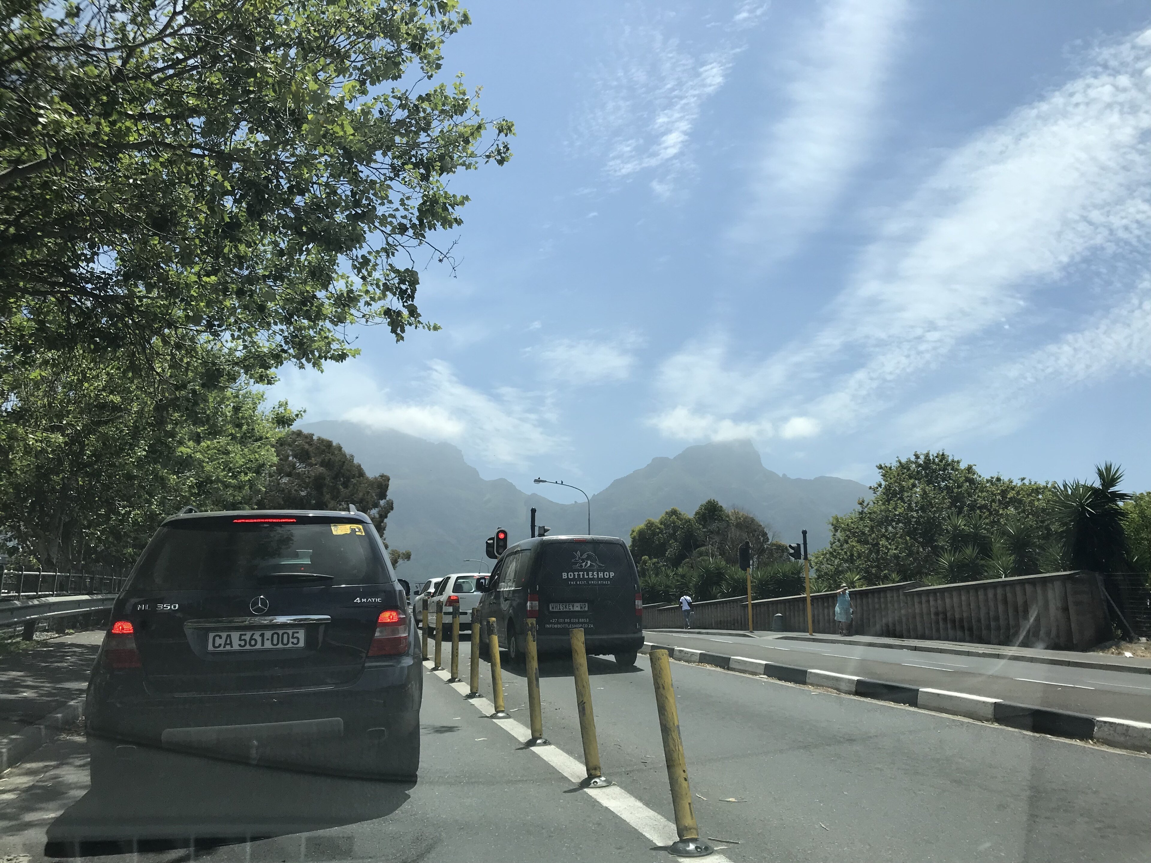 Cape Town traffic with Table Mountain in the background. South African drivers were promised relief at the pump on 4 November