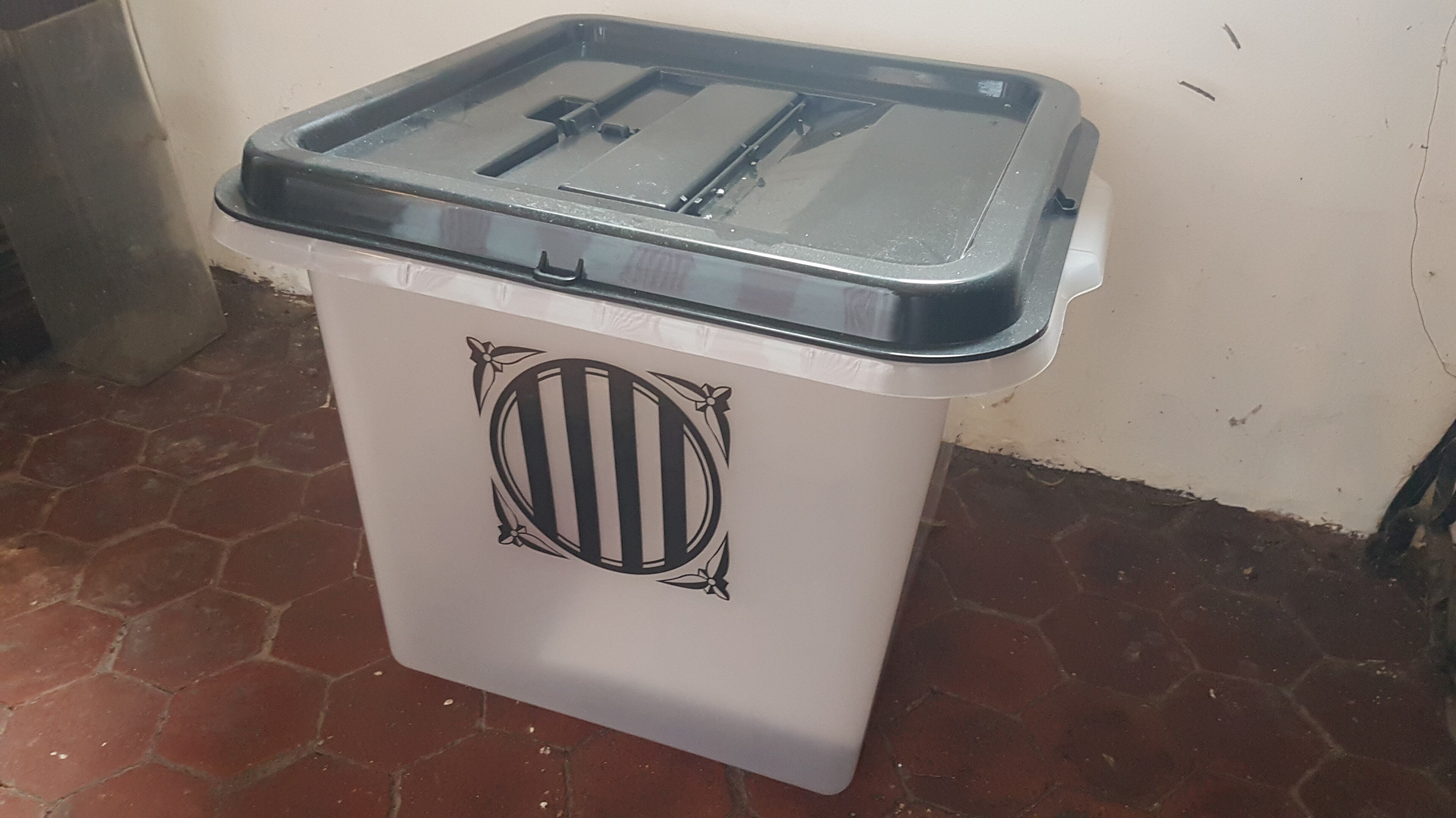 A ballot box used in Catalonia's disputed 2017 independence referendum