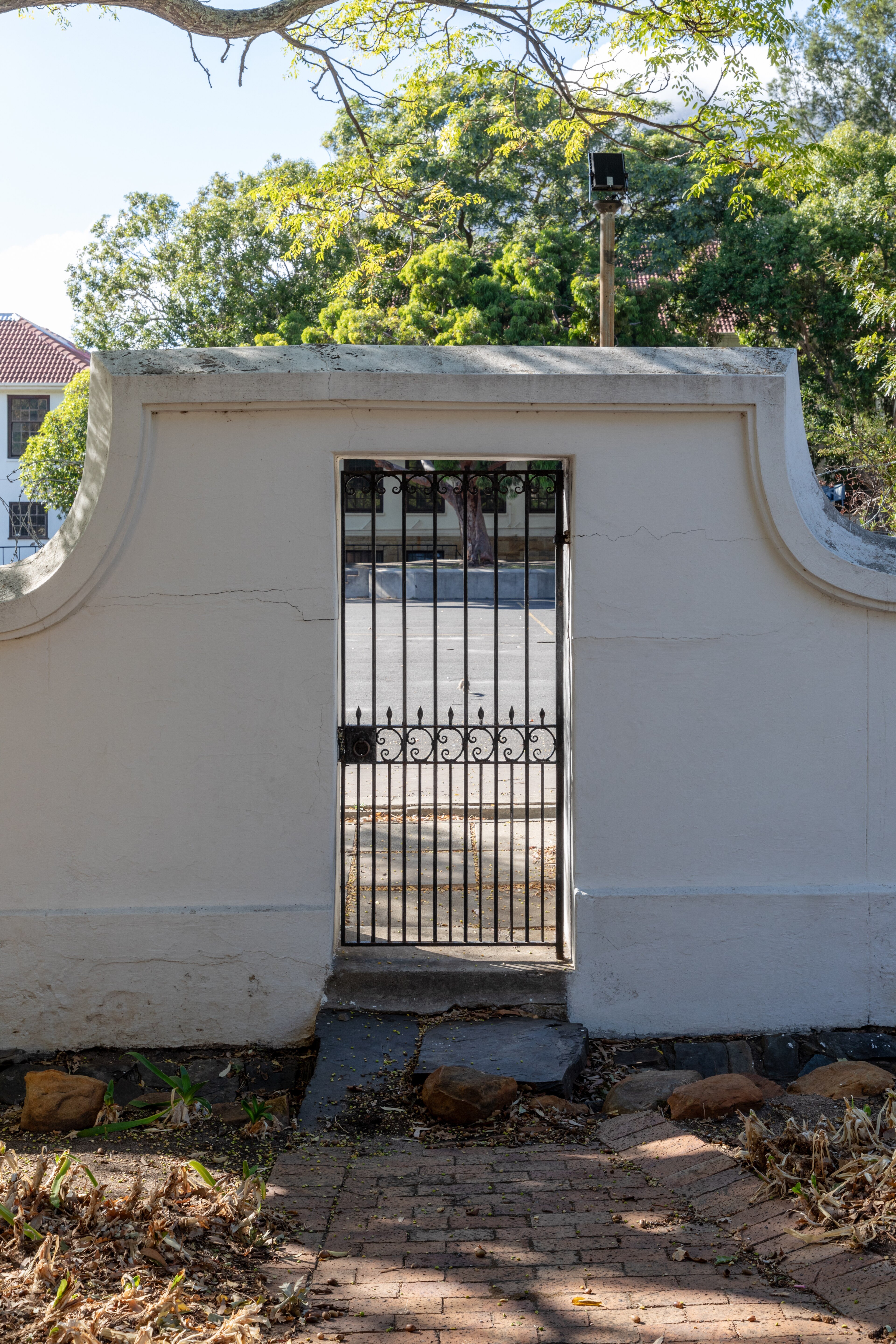Gate overlooking the schoolyard of Cape Town High School on Government Avenue