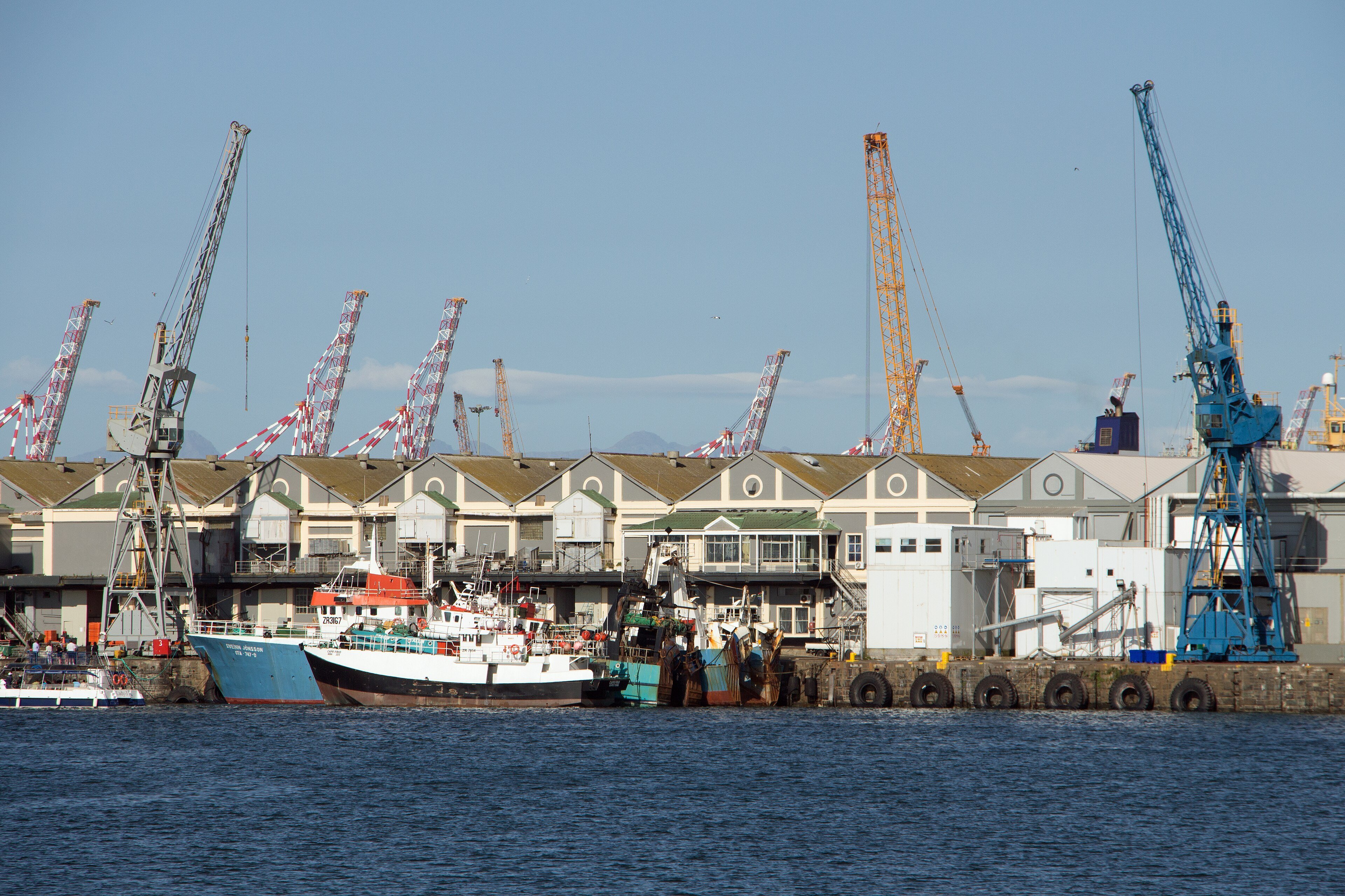 Ships moored in Cape Town harbour