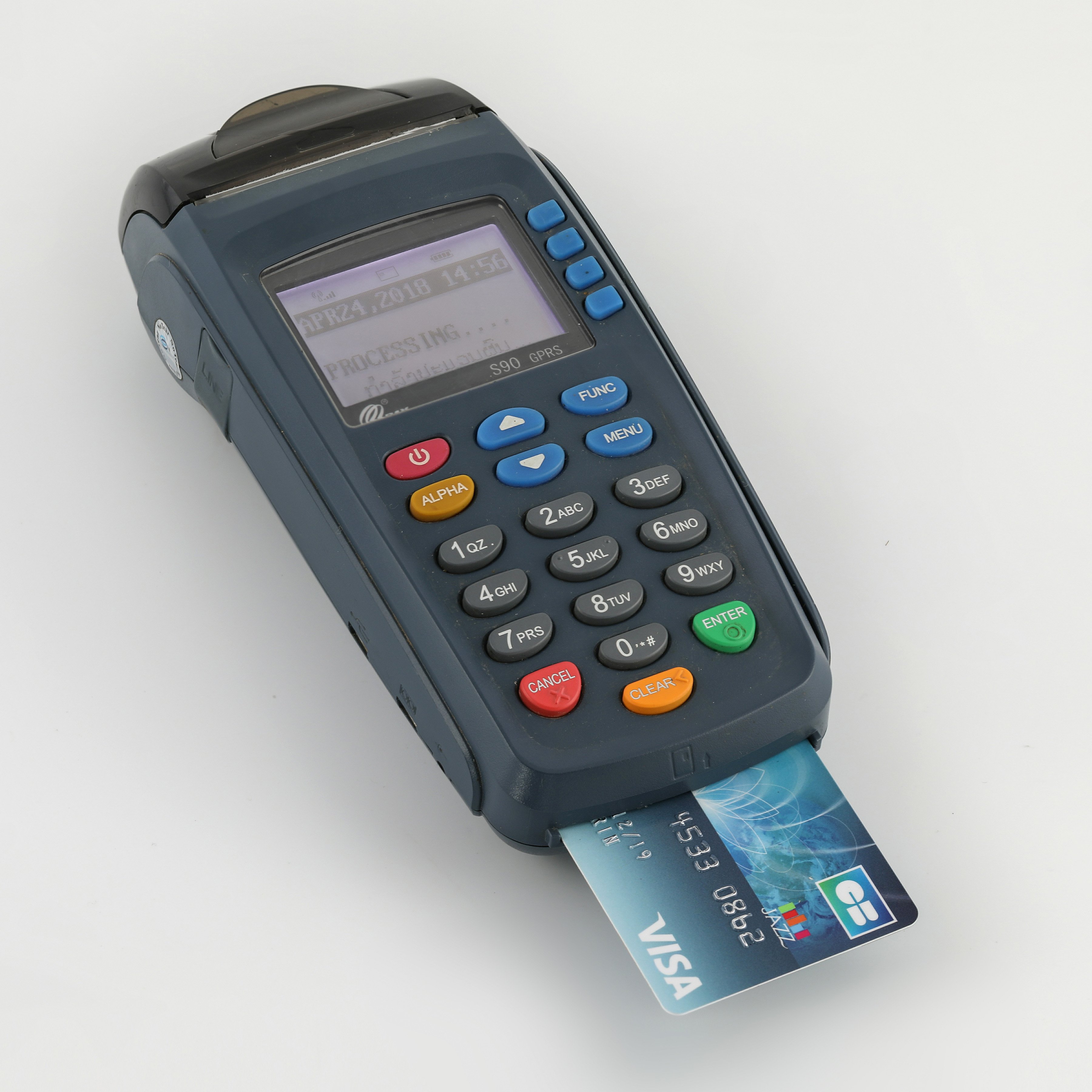 A card payment machine like the ones touts use to key in inflated fares