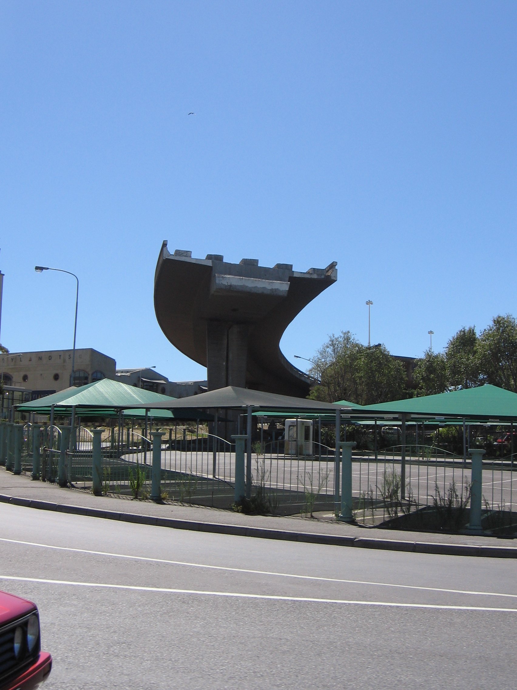 The unfinished Foreshore Freeway bridge in Cape Town ending in mid-air
