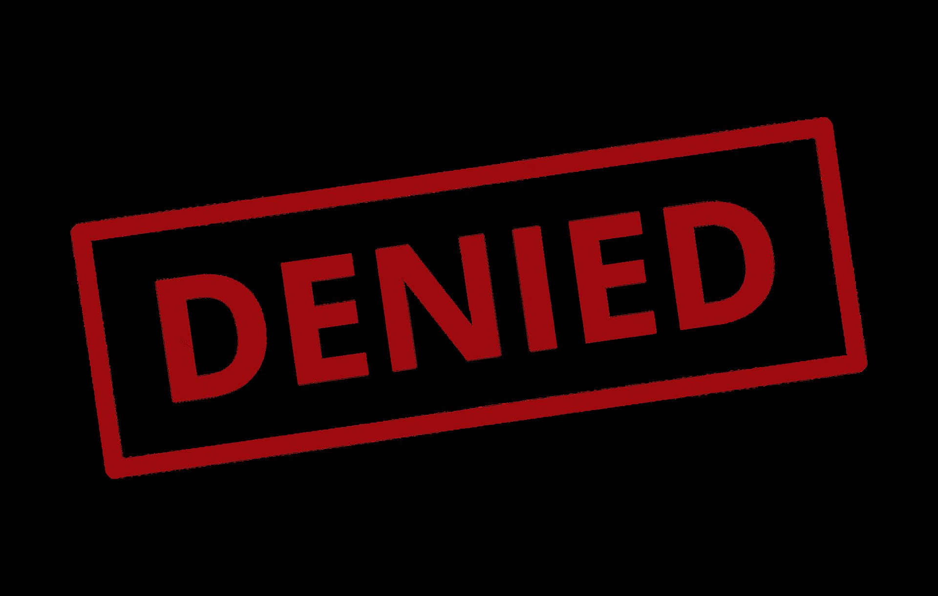 A red DENIED stamp mark, the kind used on a rejected document