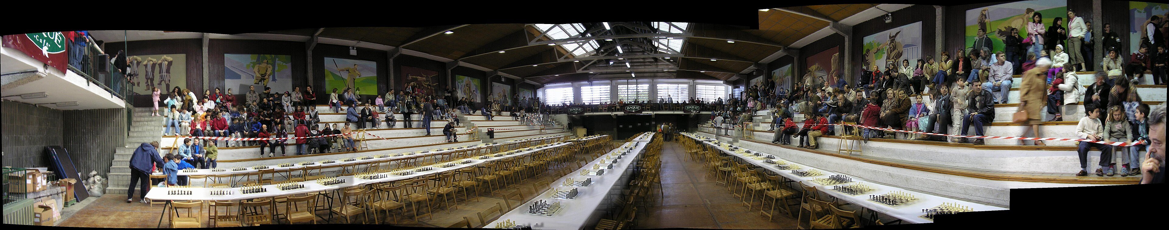 Tables set up for a junior chess tournament