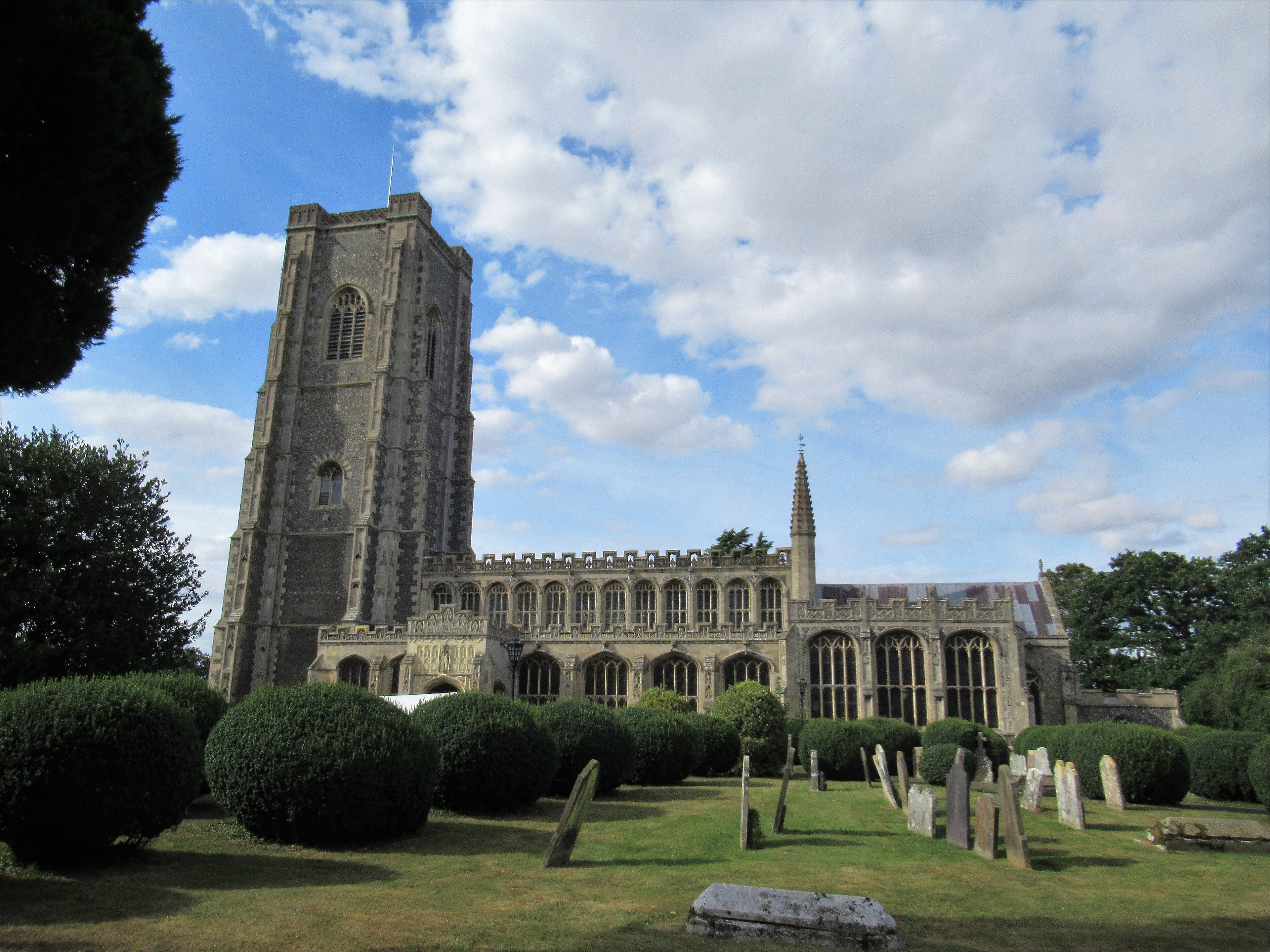 St Peter and St Paul church in Lavenham, Suffolk, with its tall stone tower
