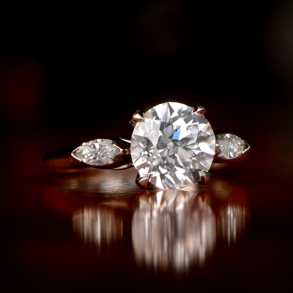 A vintage diamond engagement ring in platinum