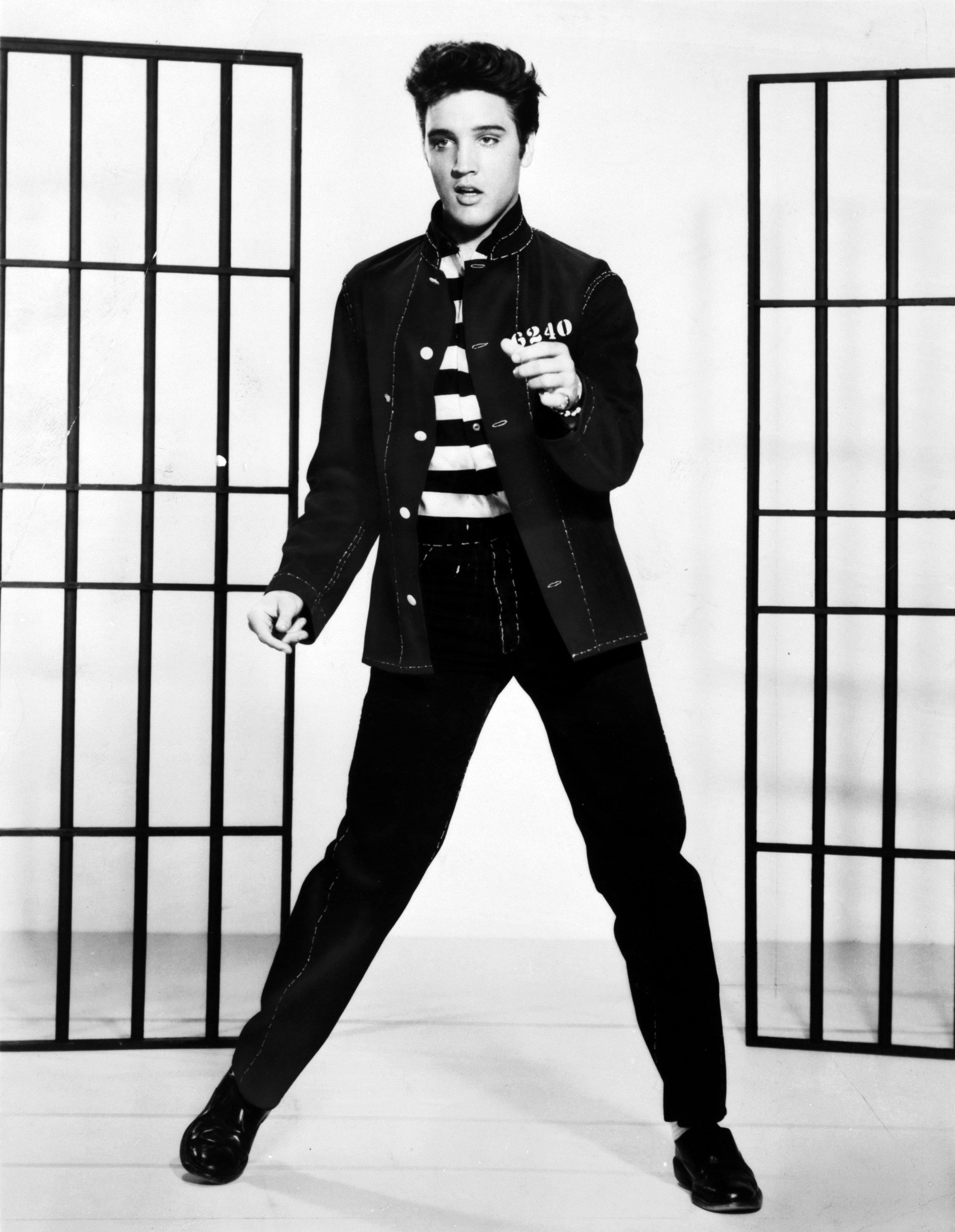 Elvis Presley in a publicity photo for the film Jailhouse Rock, 1957