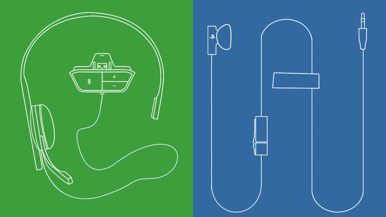 Two gaming headsets used for voice chat on consoles