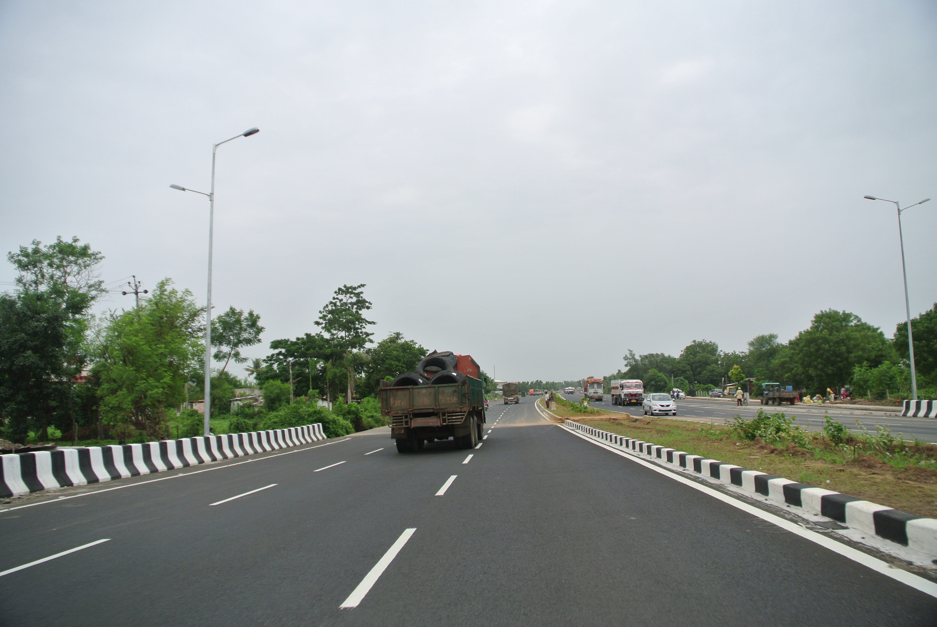 A freight truck on a highway