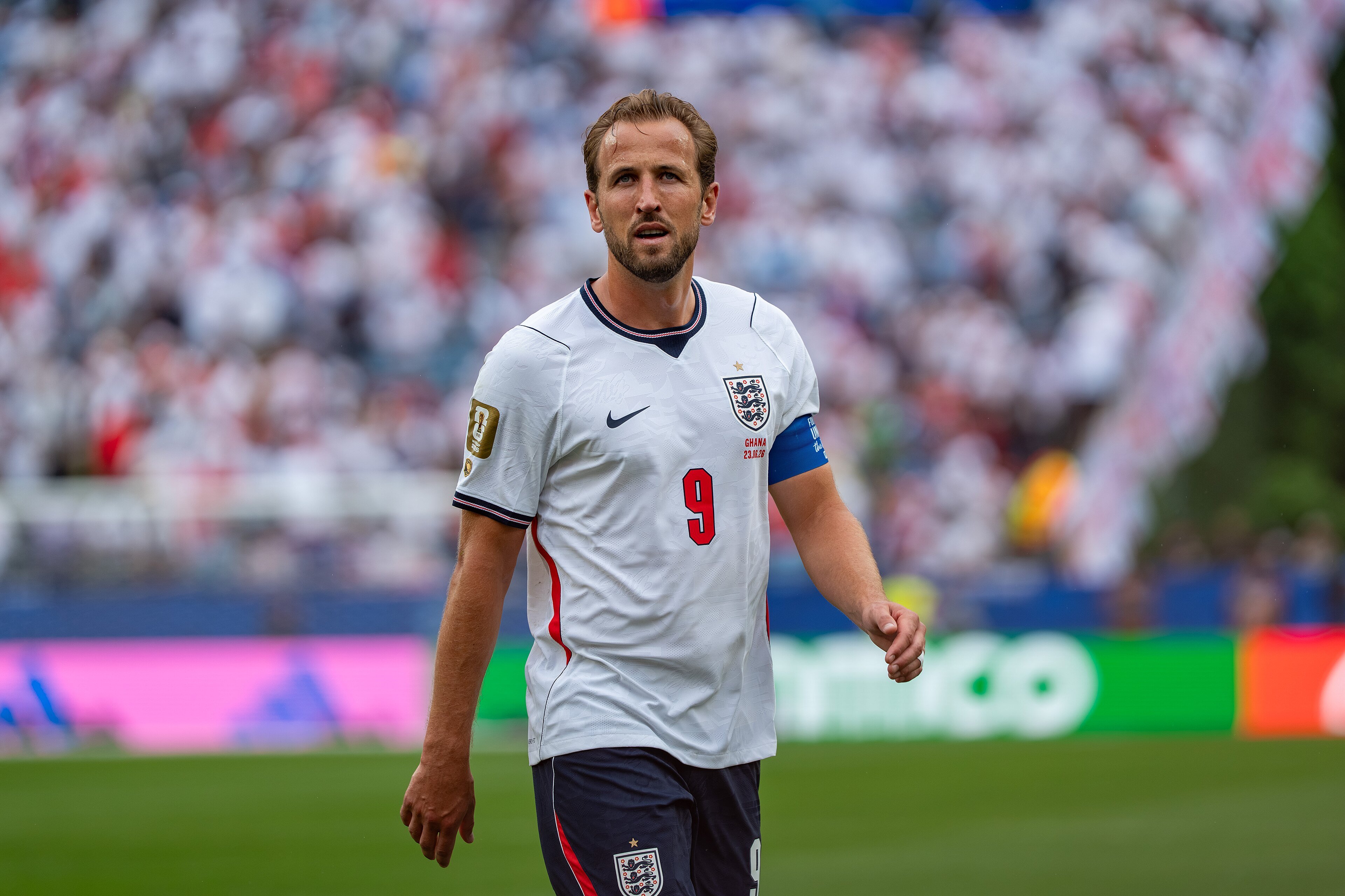 Harry Kane leading England's attack against Ghana at the 2026 World Cup
