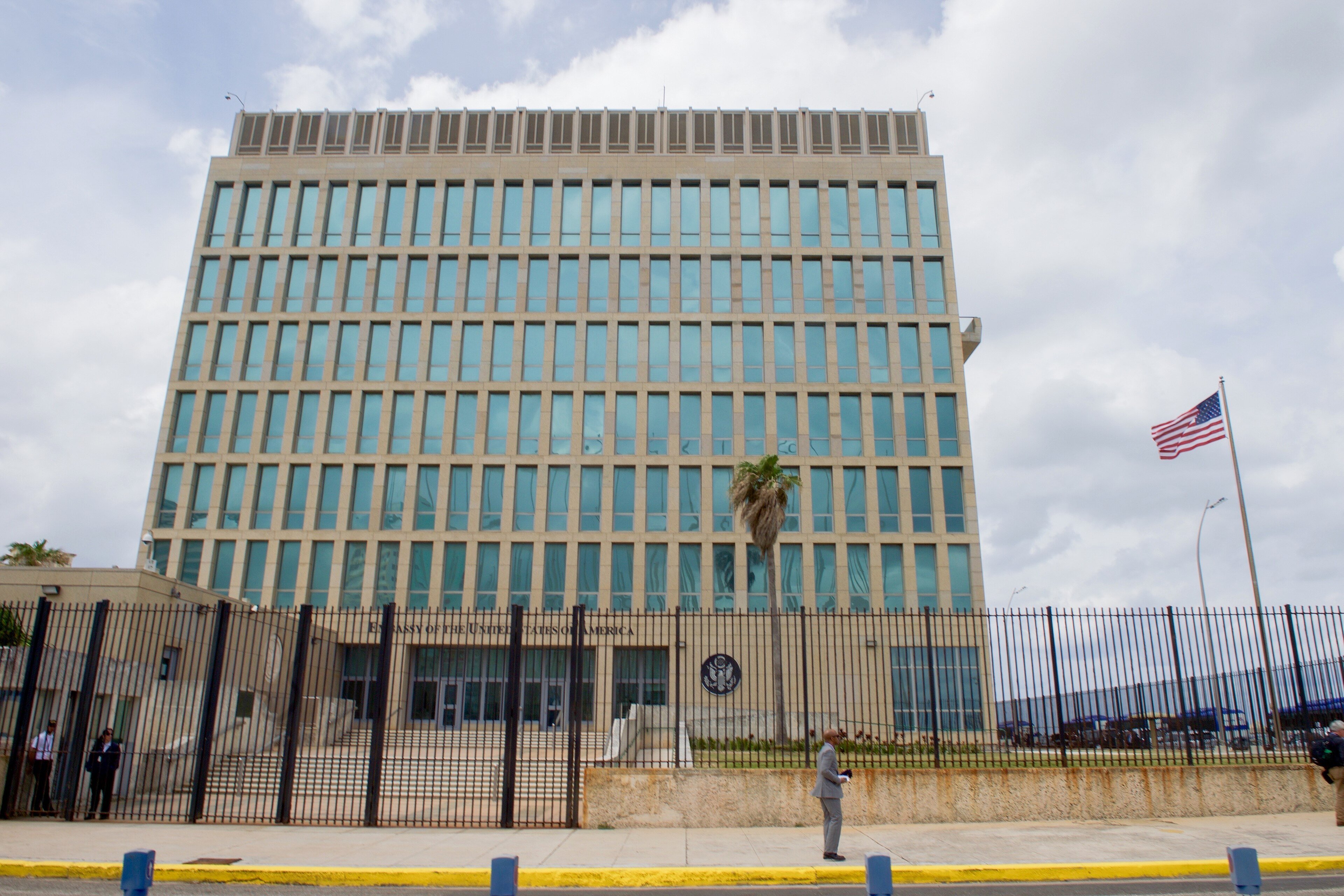 The US flag outside the American embassy in Havana
