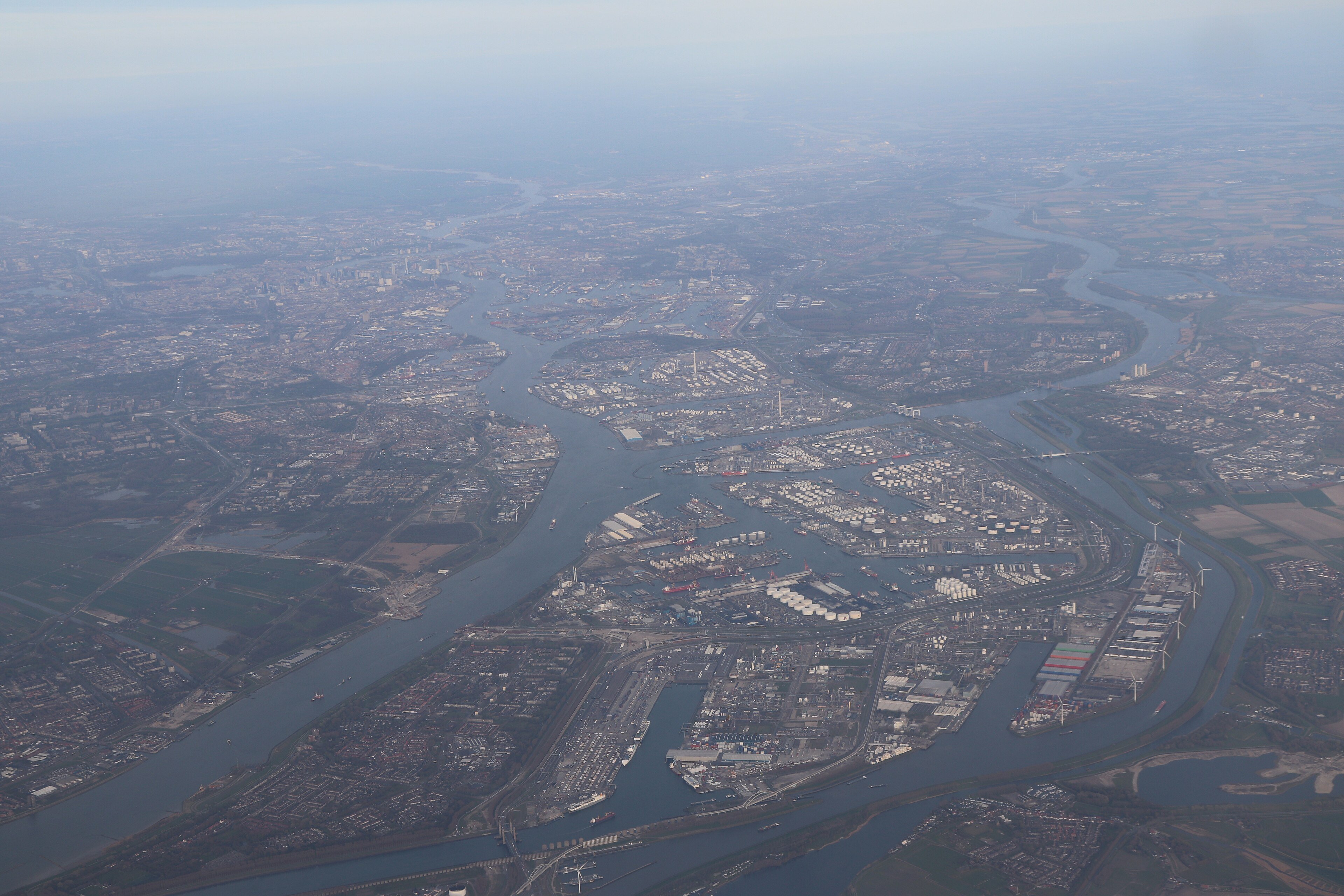 Aerial view of the Port of Rotterdam, Europe's biggest port, whose website went offline during the PHP scare