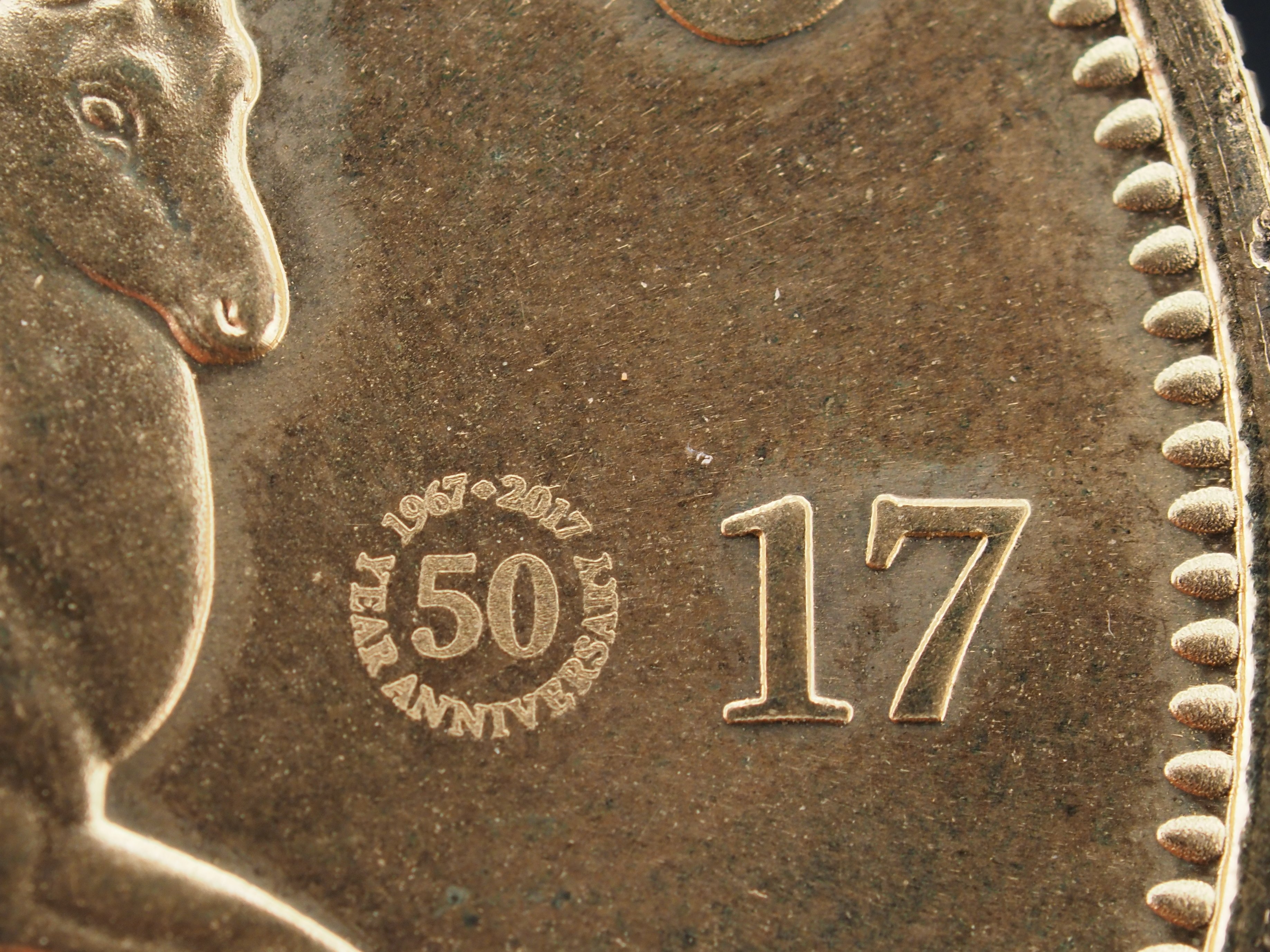 Close-up of a one-ounce Krugerrand gold coin