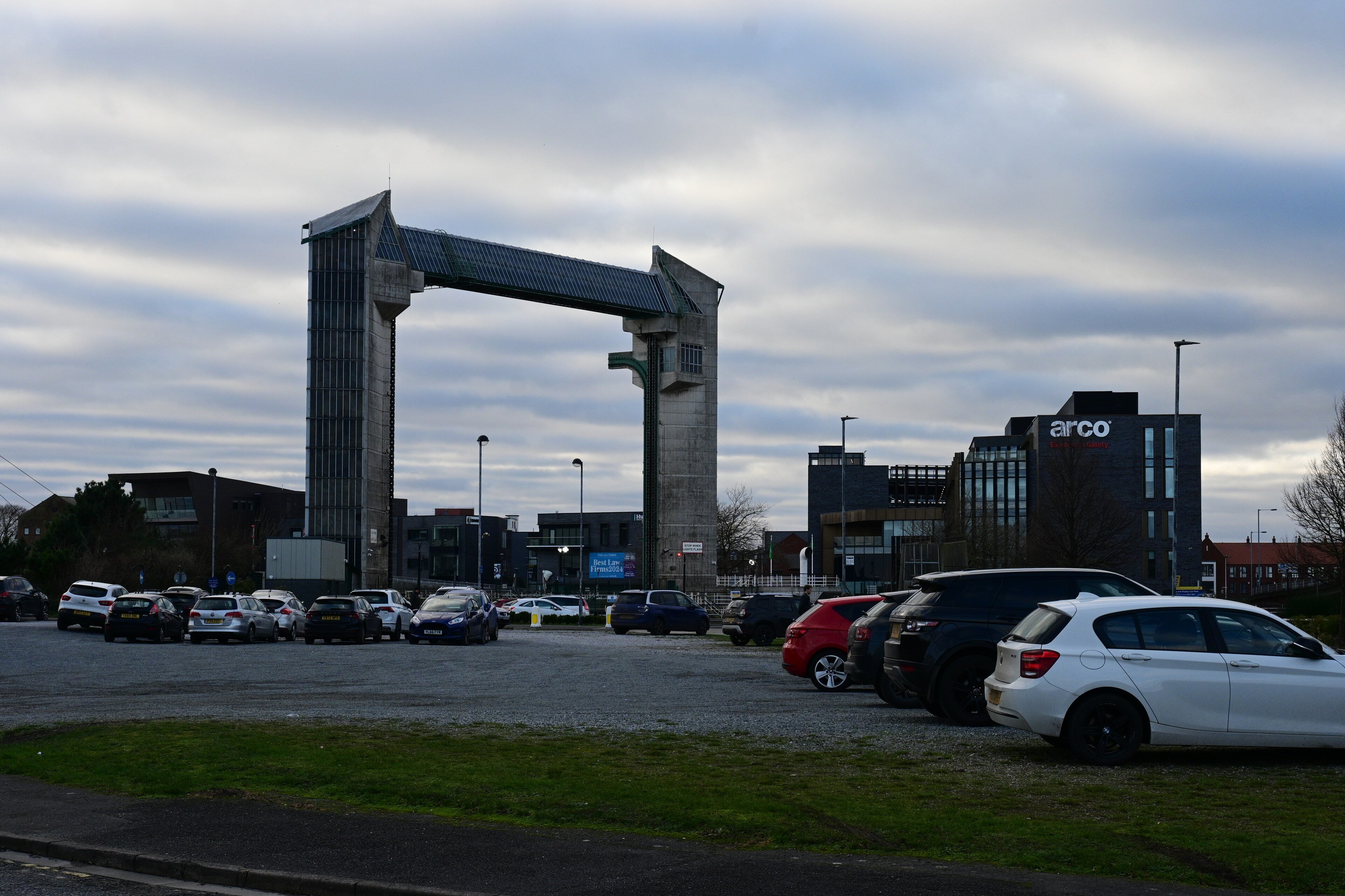 The skyline at the mouth of the River Hull in Kingston upon Hull, with modern buildings by the water