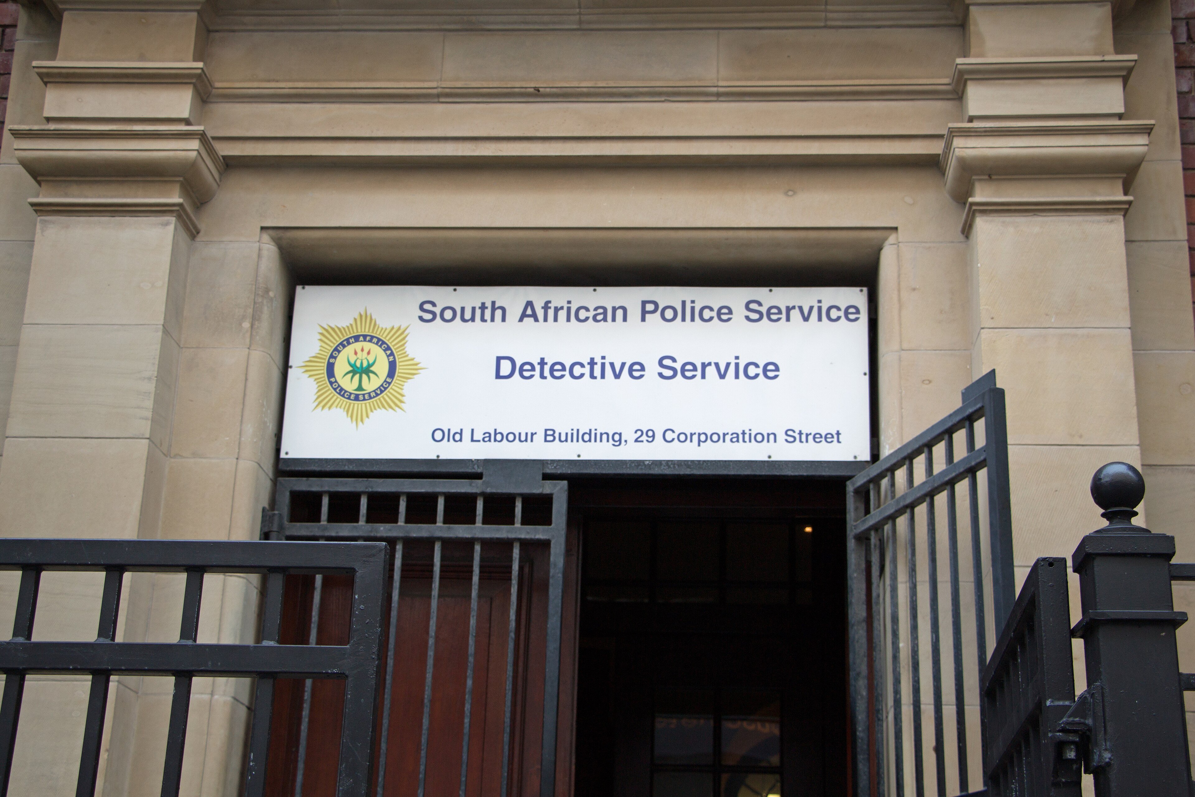 A South African Police Service detective vehicle parked in Cape Town
