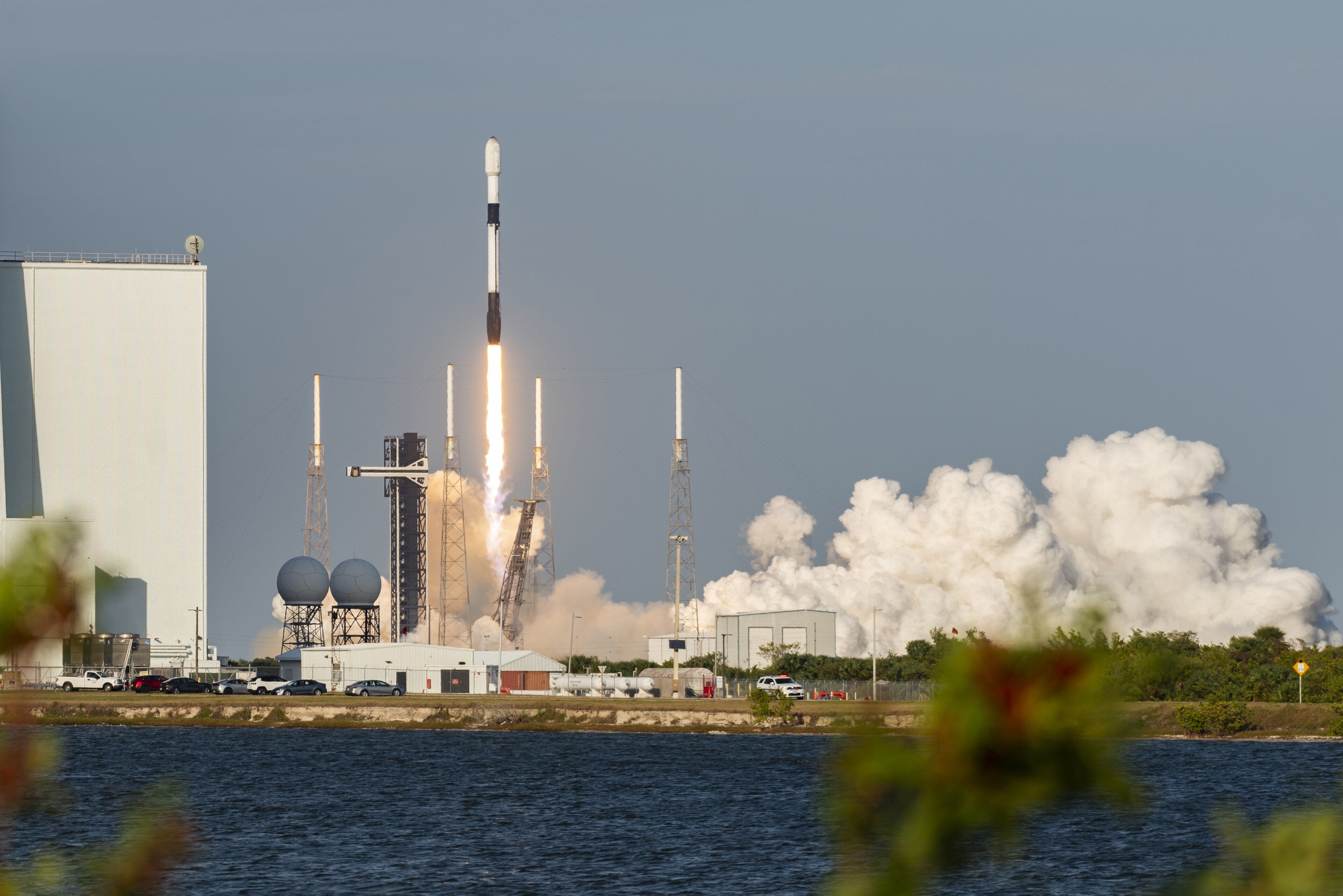 A SpaceX Falcon 9 rocket carrying Starlink satellites launches from Cape Canaveral