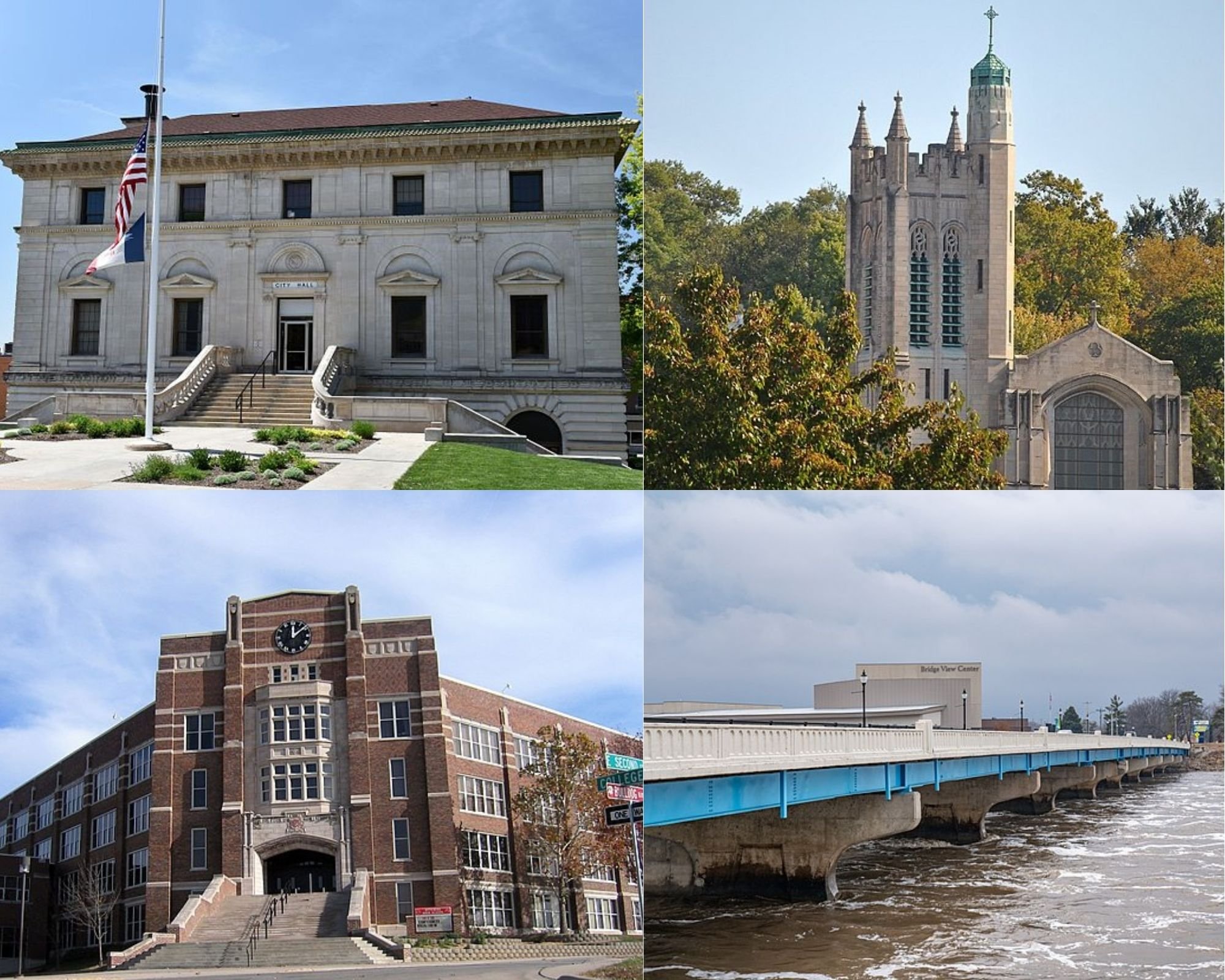 Skyline and landmarks of Ottumwa, Iowa