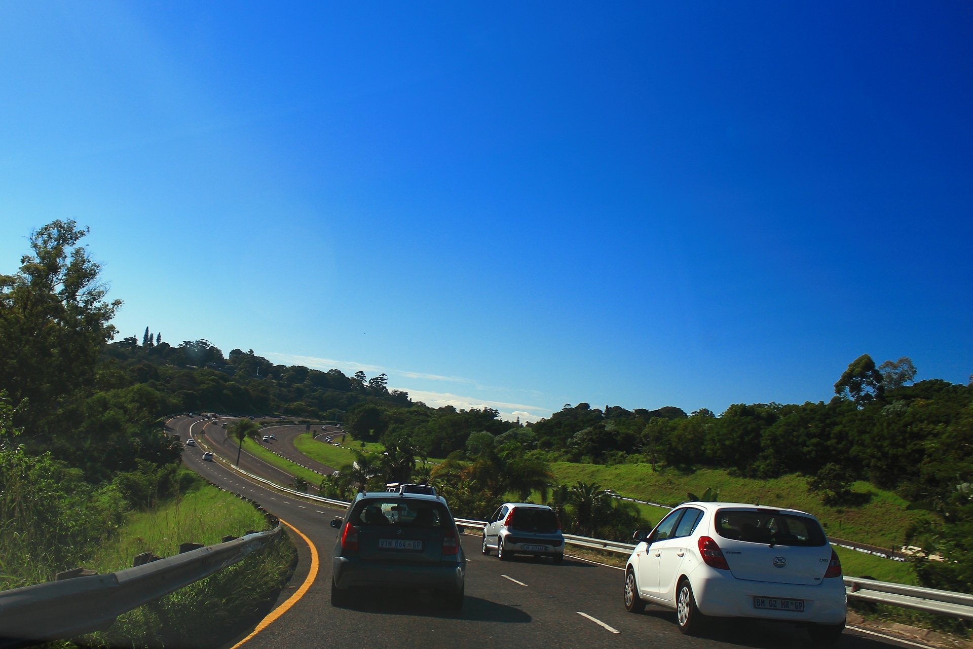The M13 and N3 highways meeting at Paradise Valley in Pinetown, with traffic on the freeway