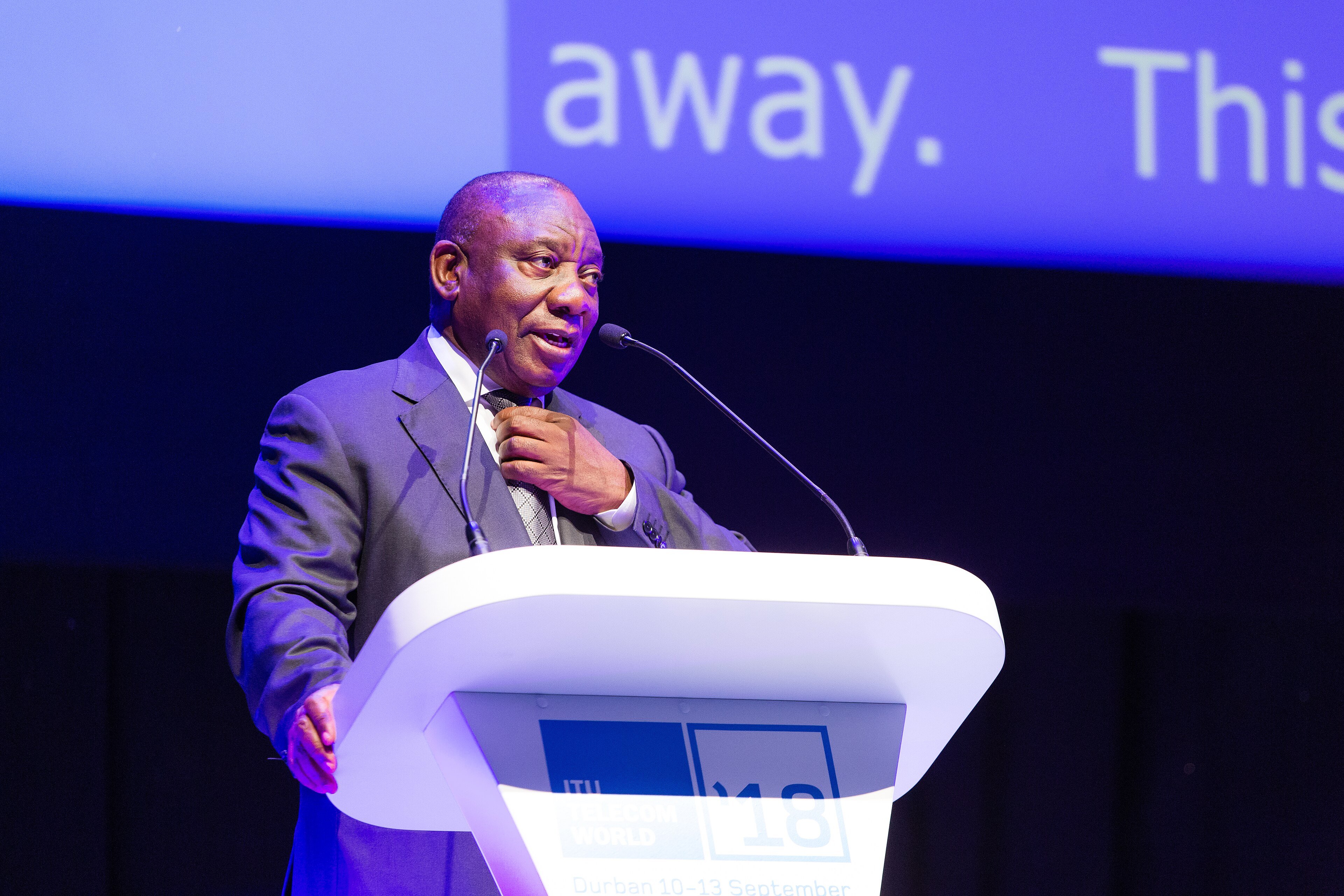 President Cyril Ramaphosa speaking at a conference