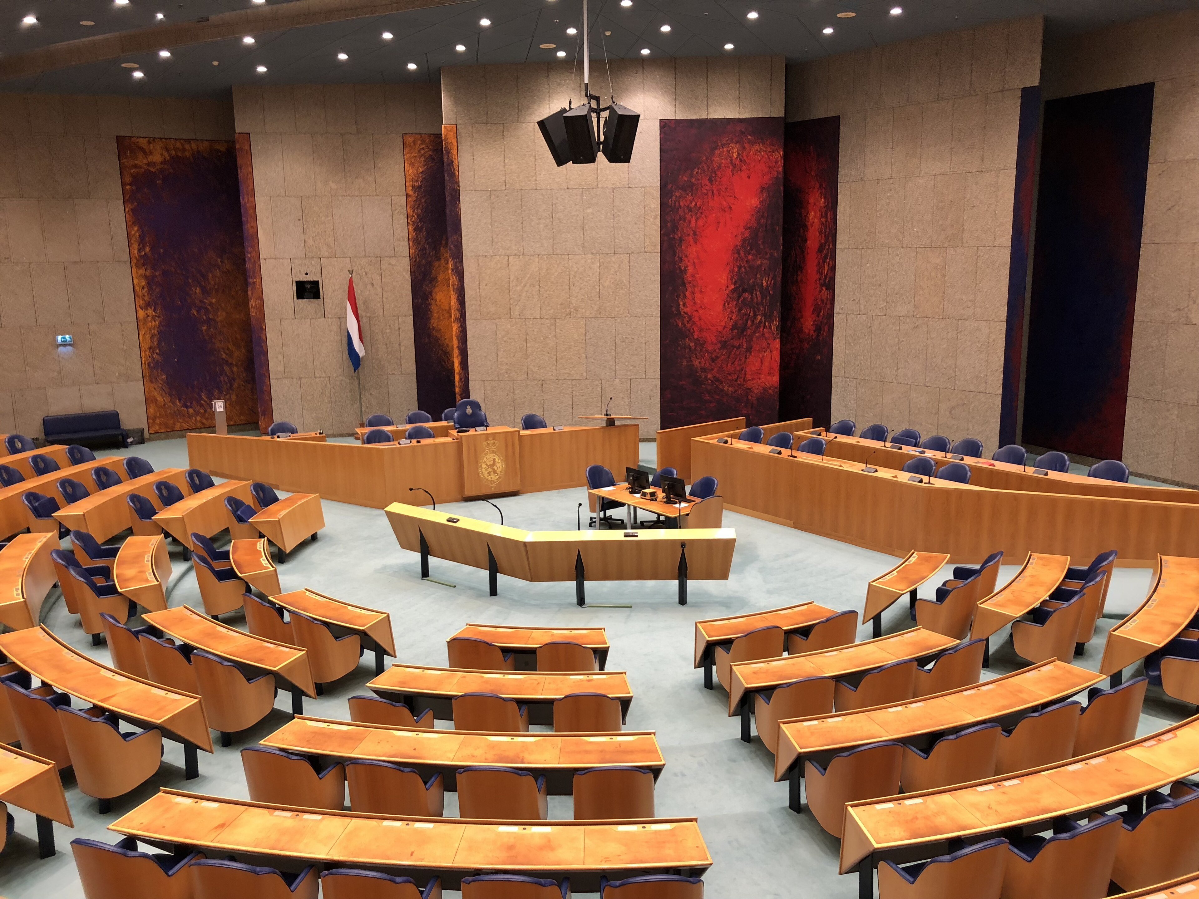 The plenary hall of the Dutch House of Representatives in The Hague