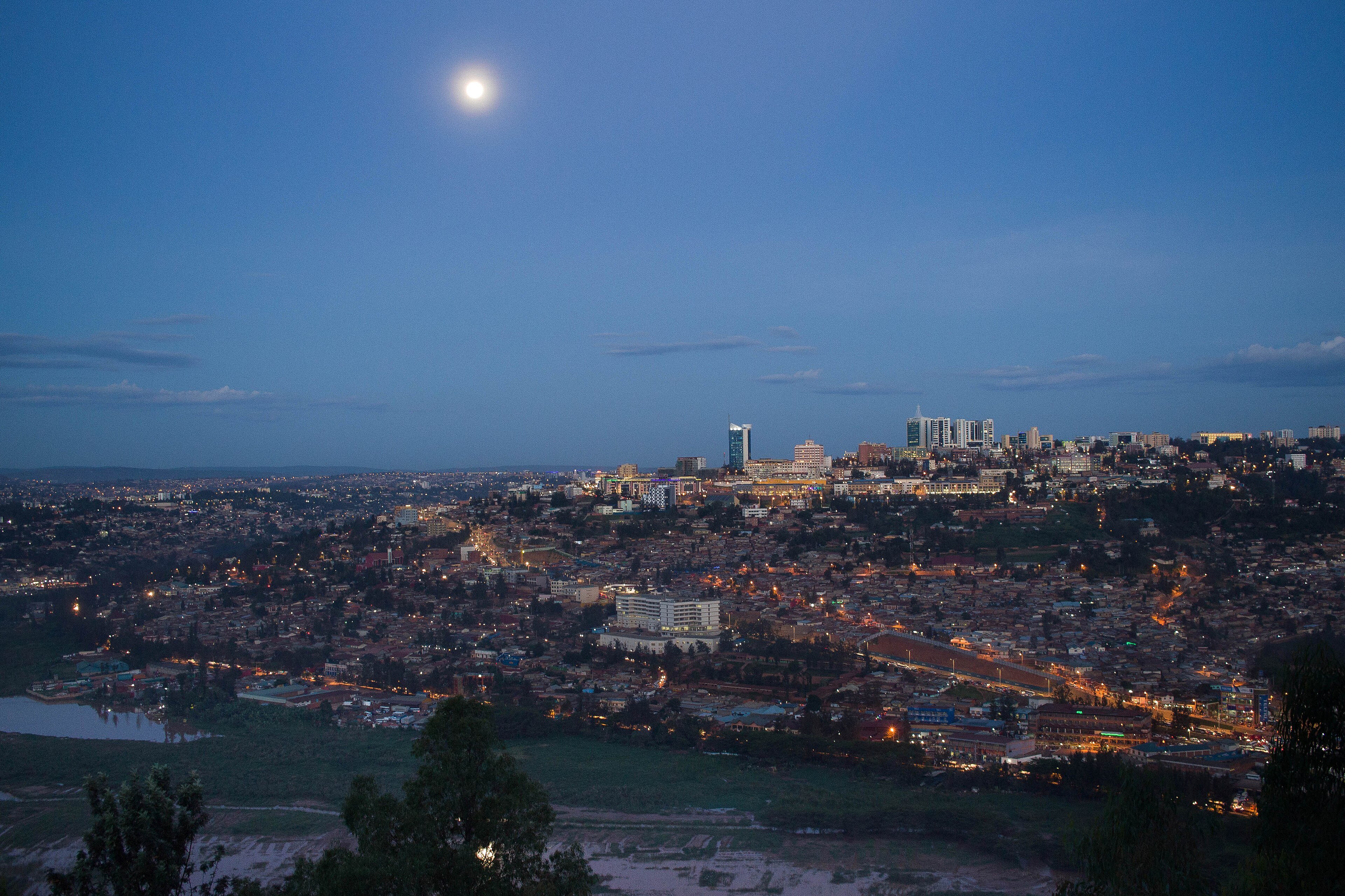 The skyline of central Kigali, Rwanda's capital