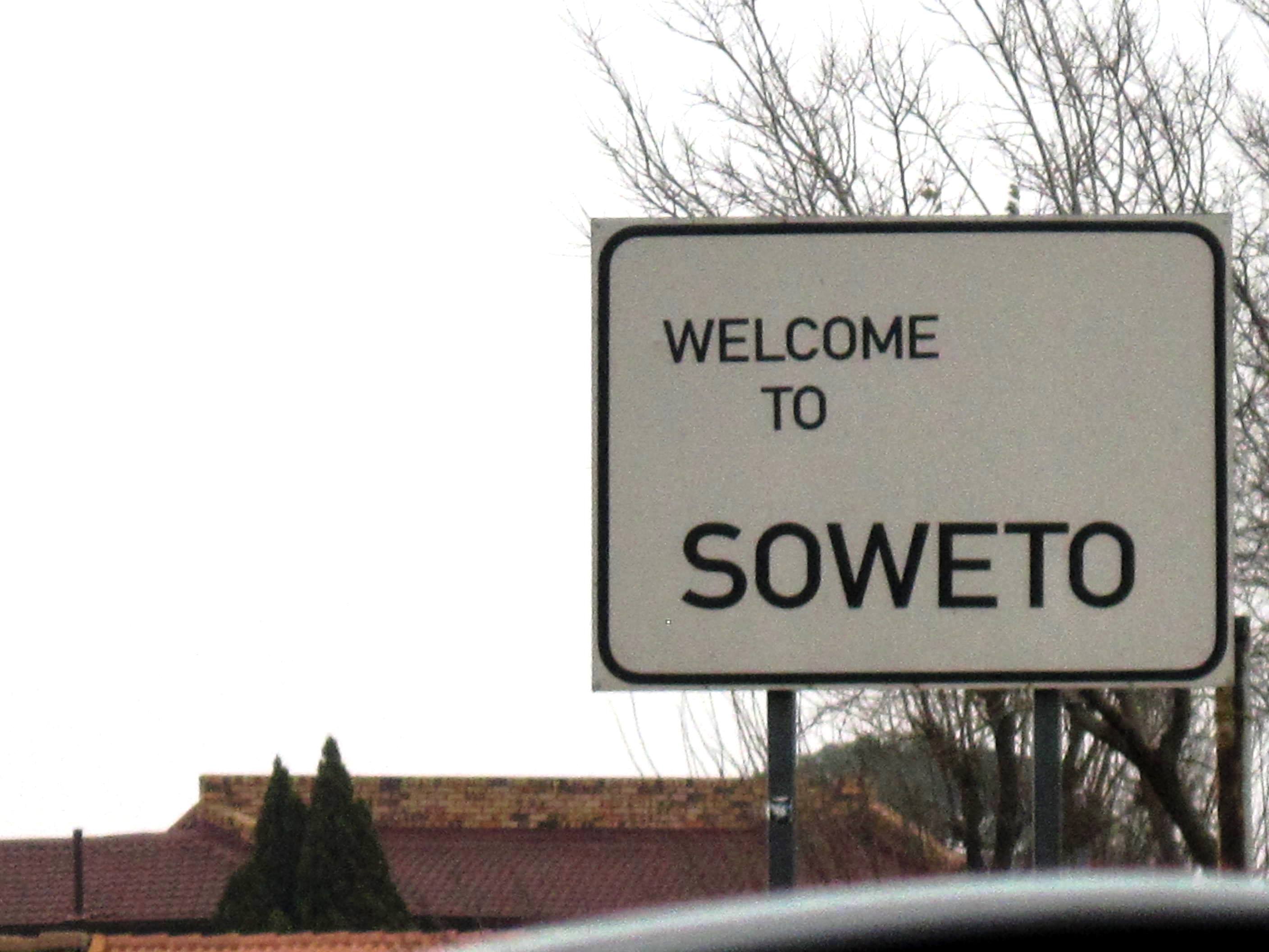 Sign at the entrance to Soweto in Johannesburg