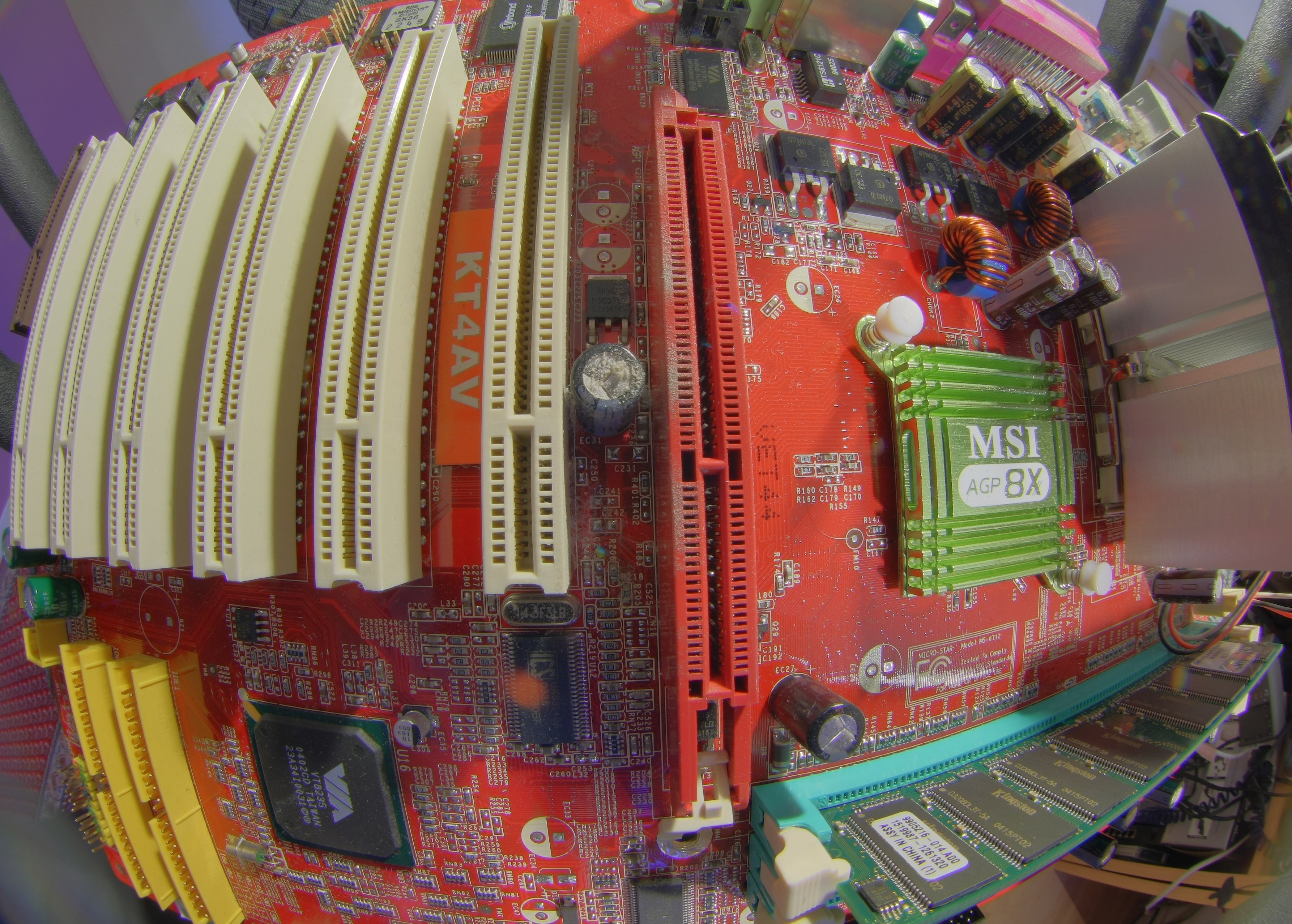 Close up of a computer circuit board, the kind recyclers strip for gold and other metals