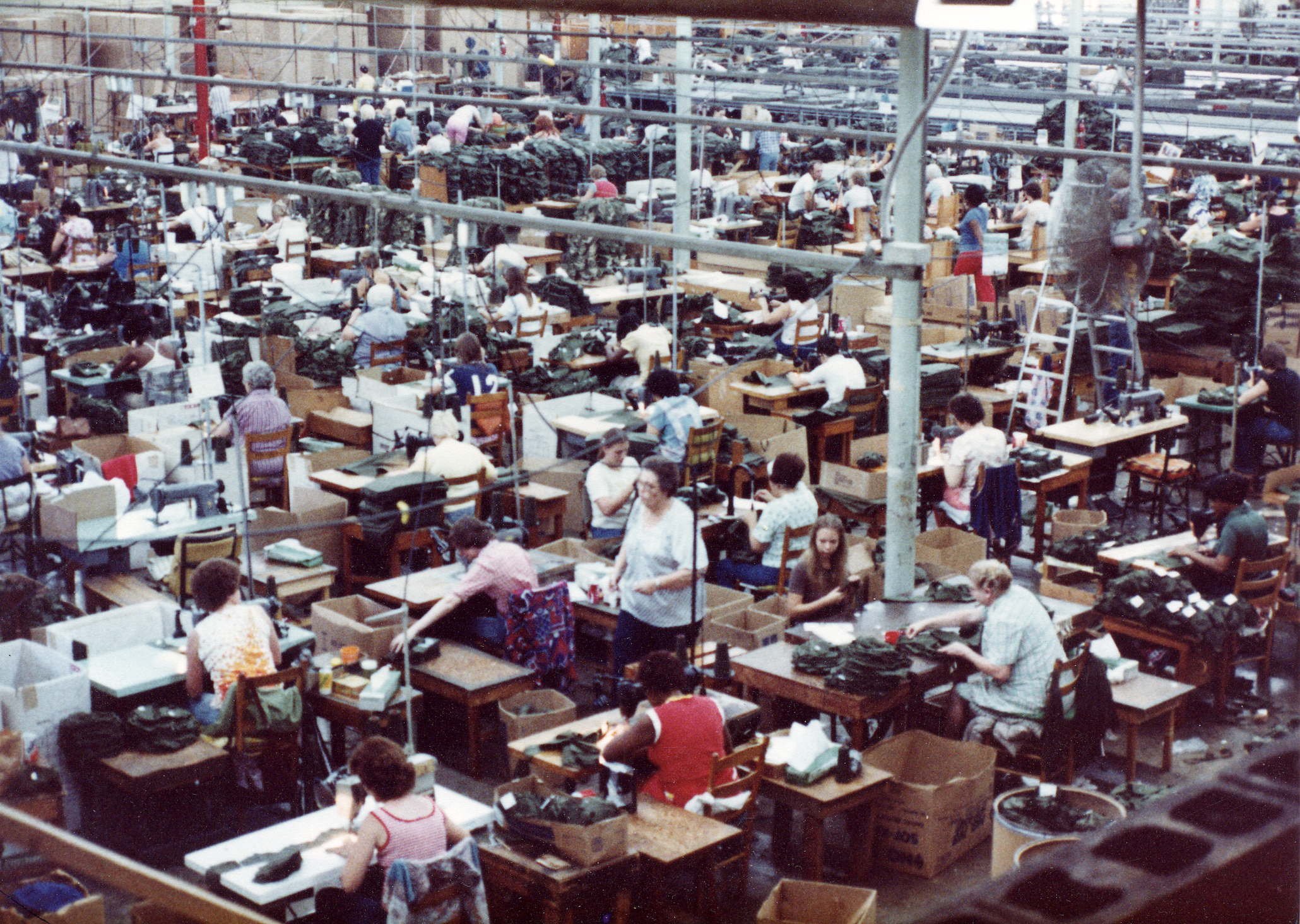 A garment factory sewing floor