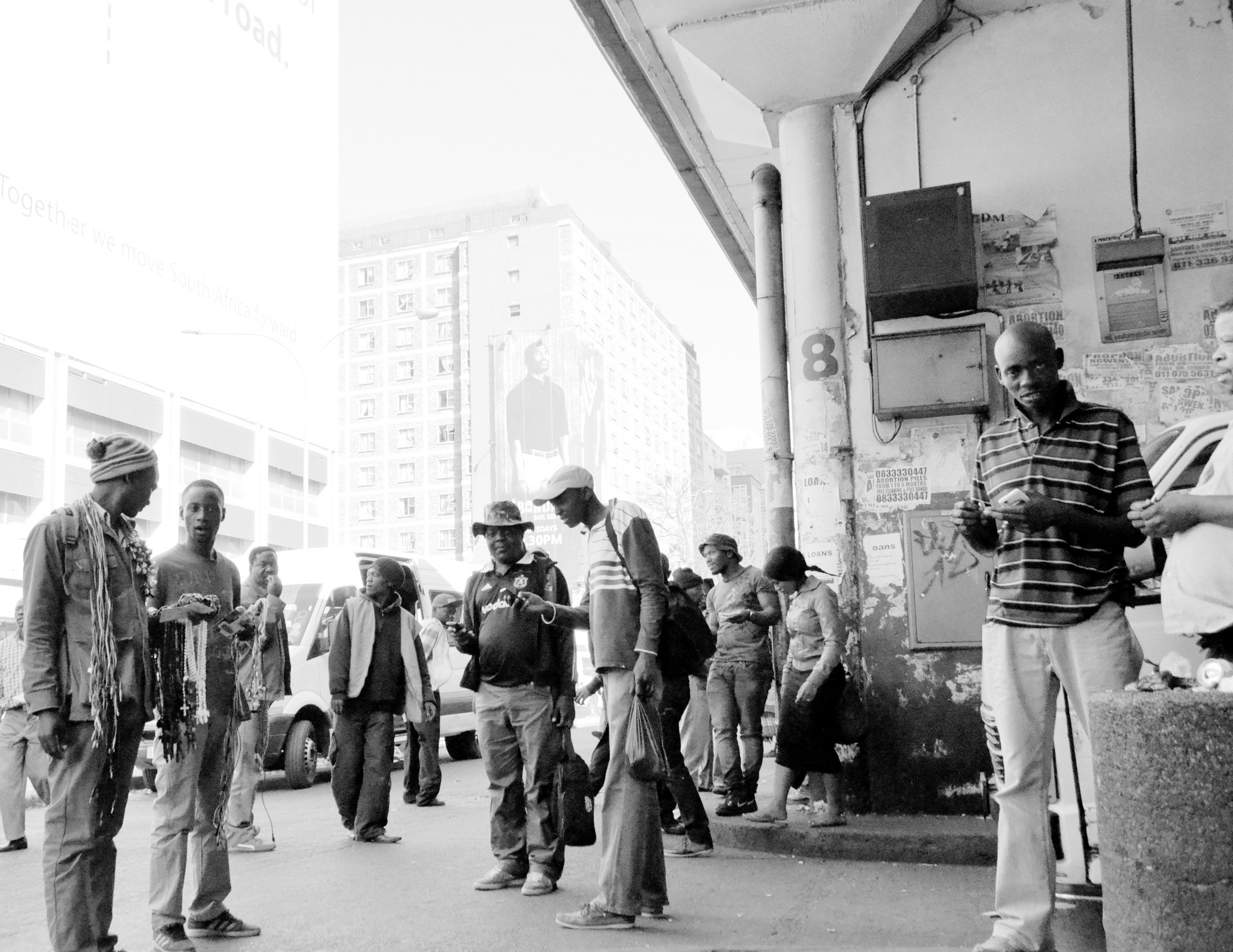 Commuters at a Johannesburg taxi rank