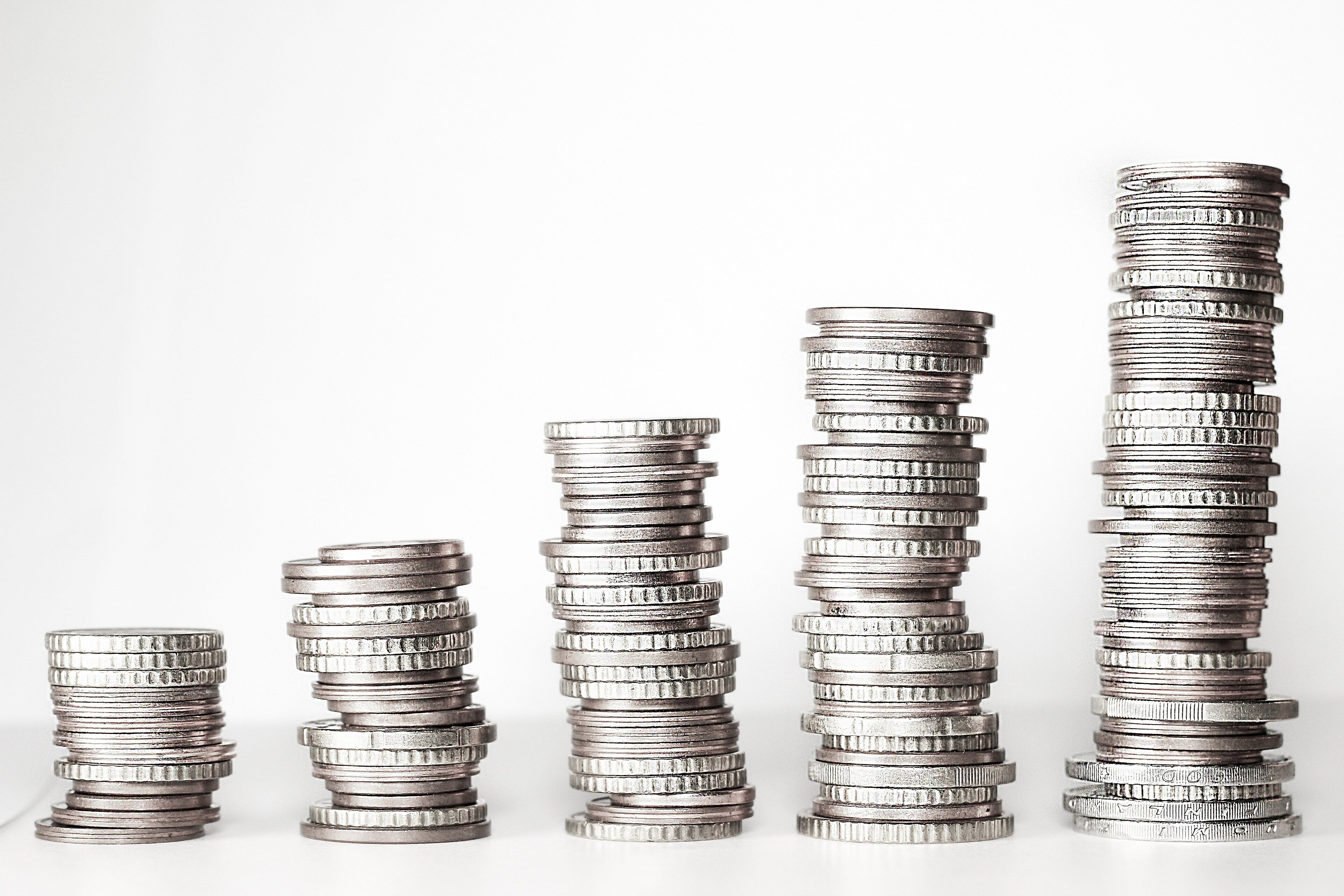 Stacks of coins, each one built up over years of regular saving