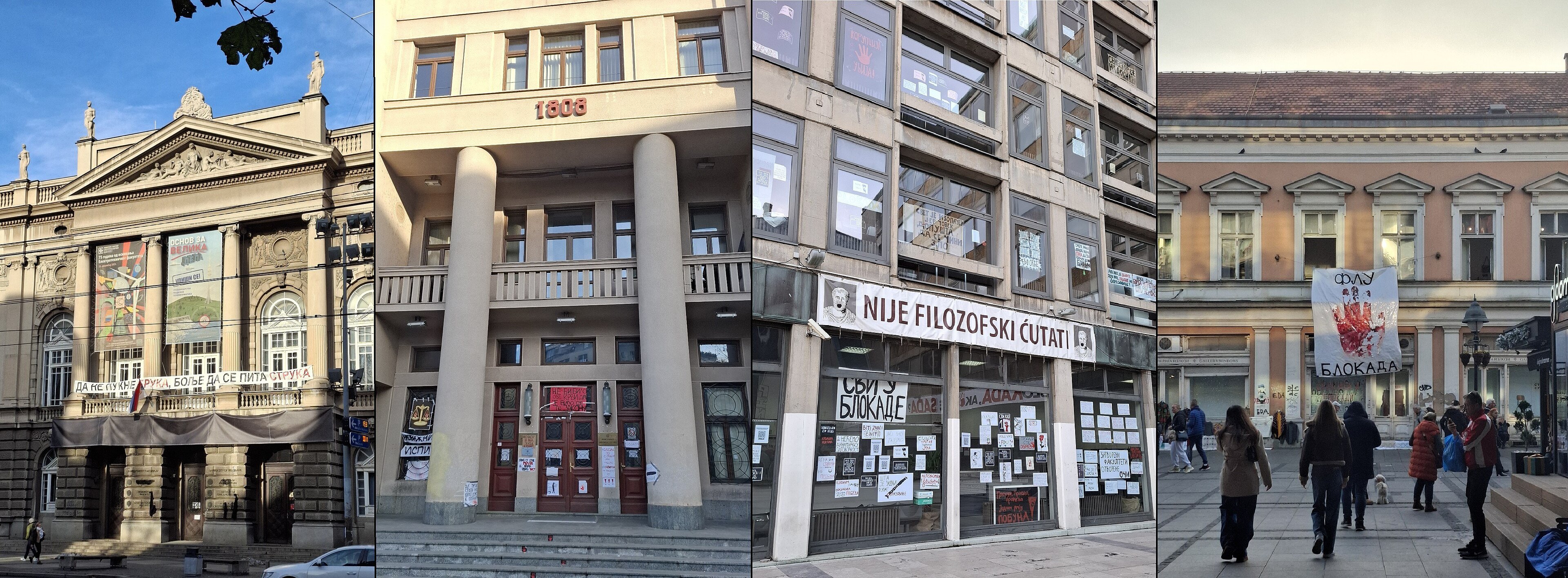 Students blockade university faculty buildings in Belgrade during the protest movement that became the Student List