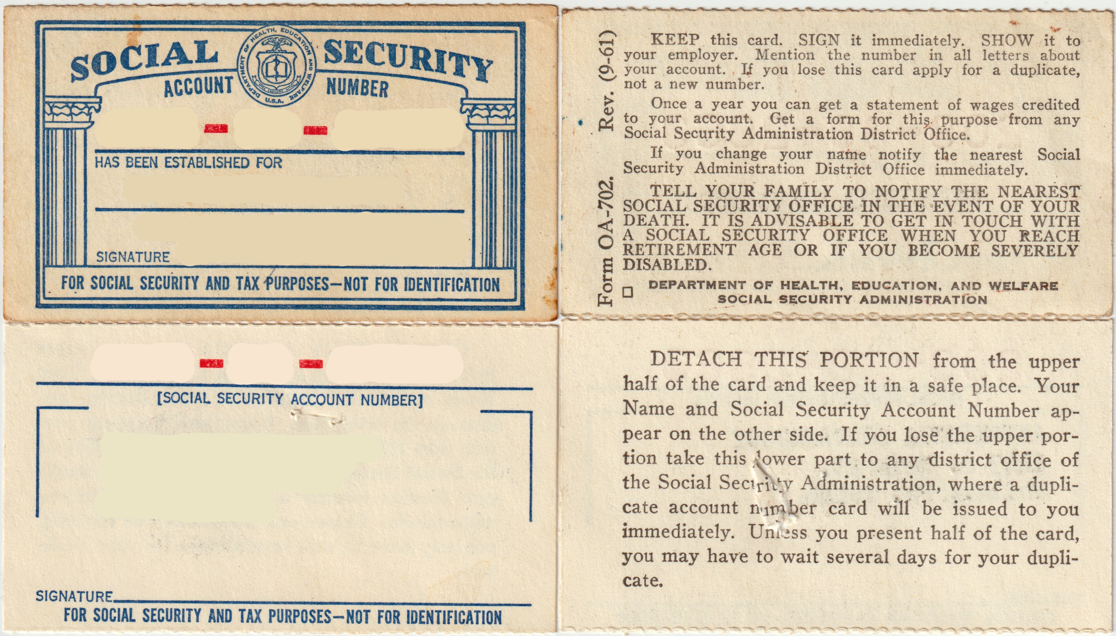 A US Social Security card