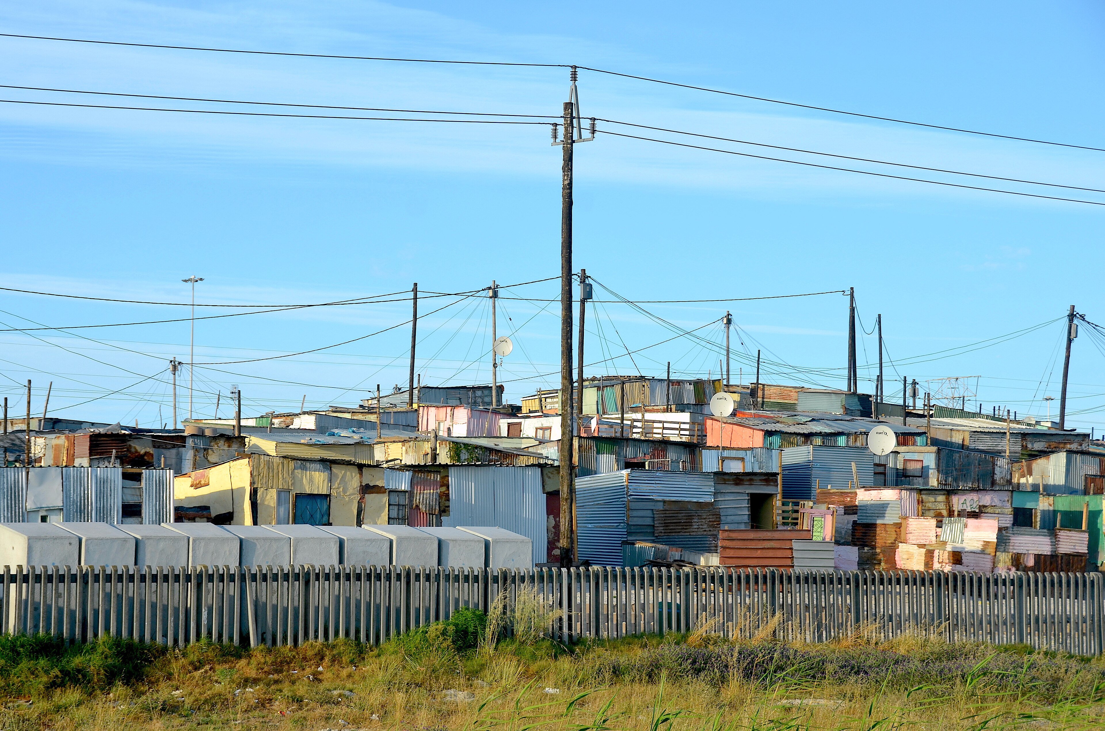 Houses in a township in Khayelitsha beside the N2 road in Cape Town