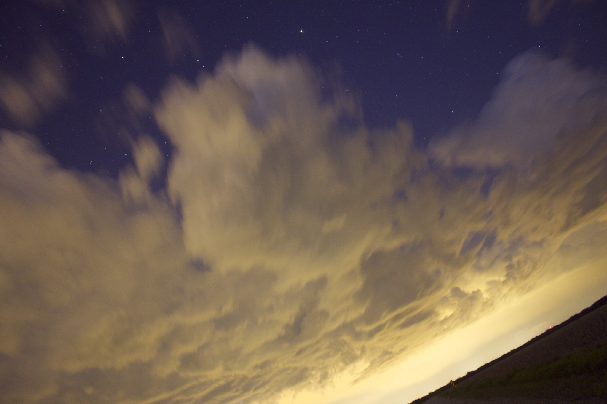 Lightning lights up the sky during a night storm