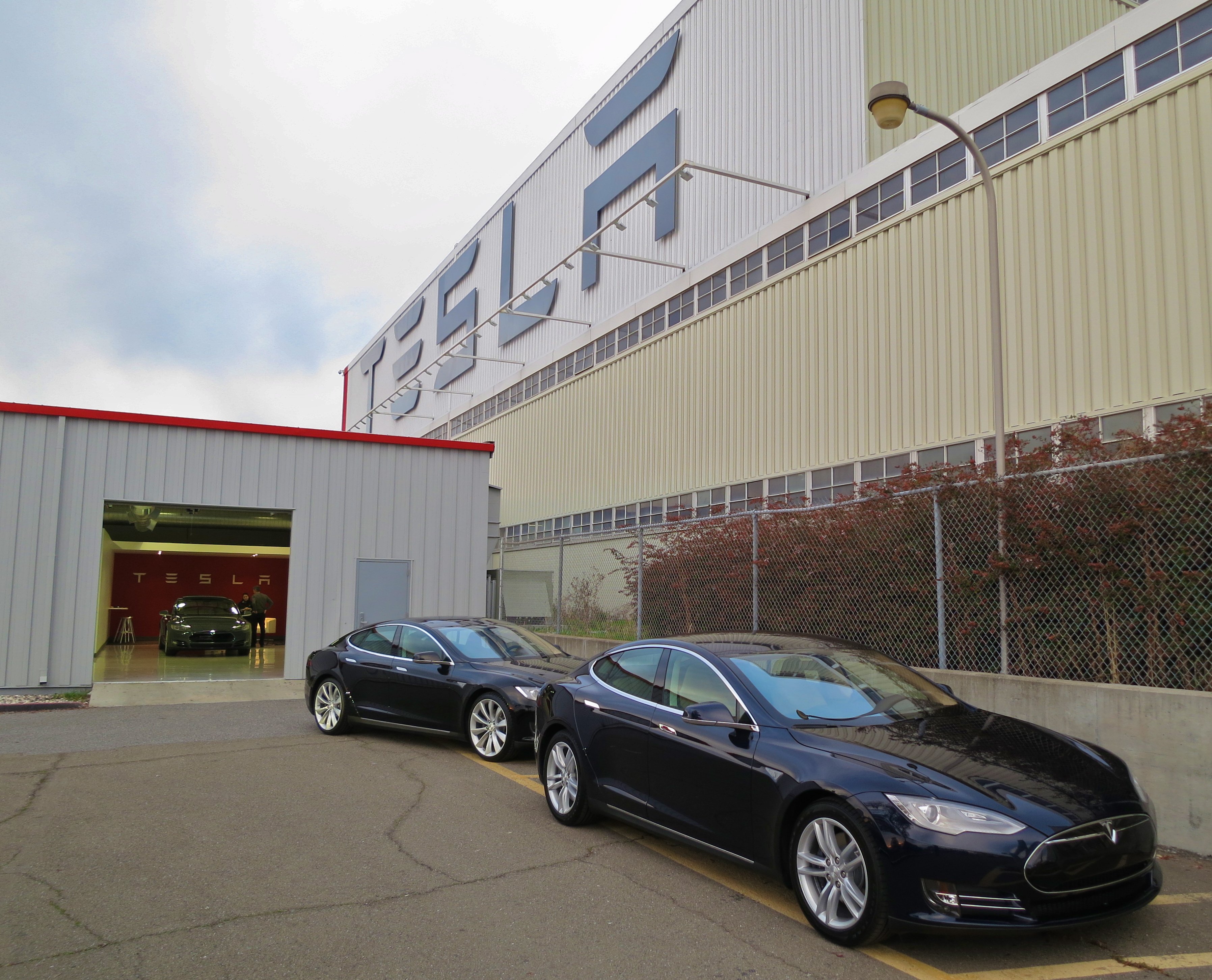 New Teslas ready for pickup at a Tesla factory
