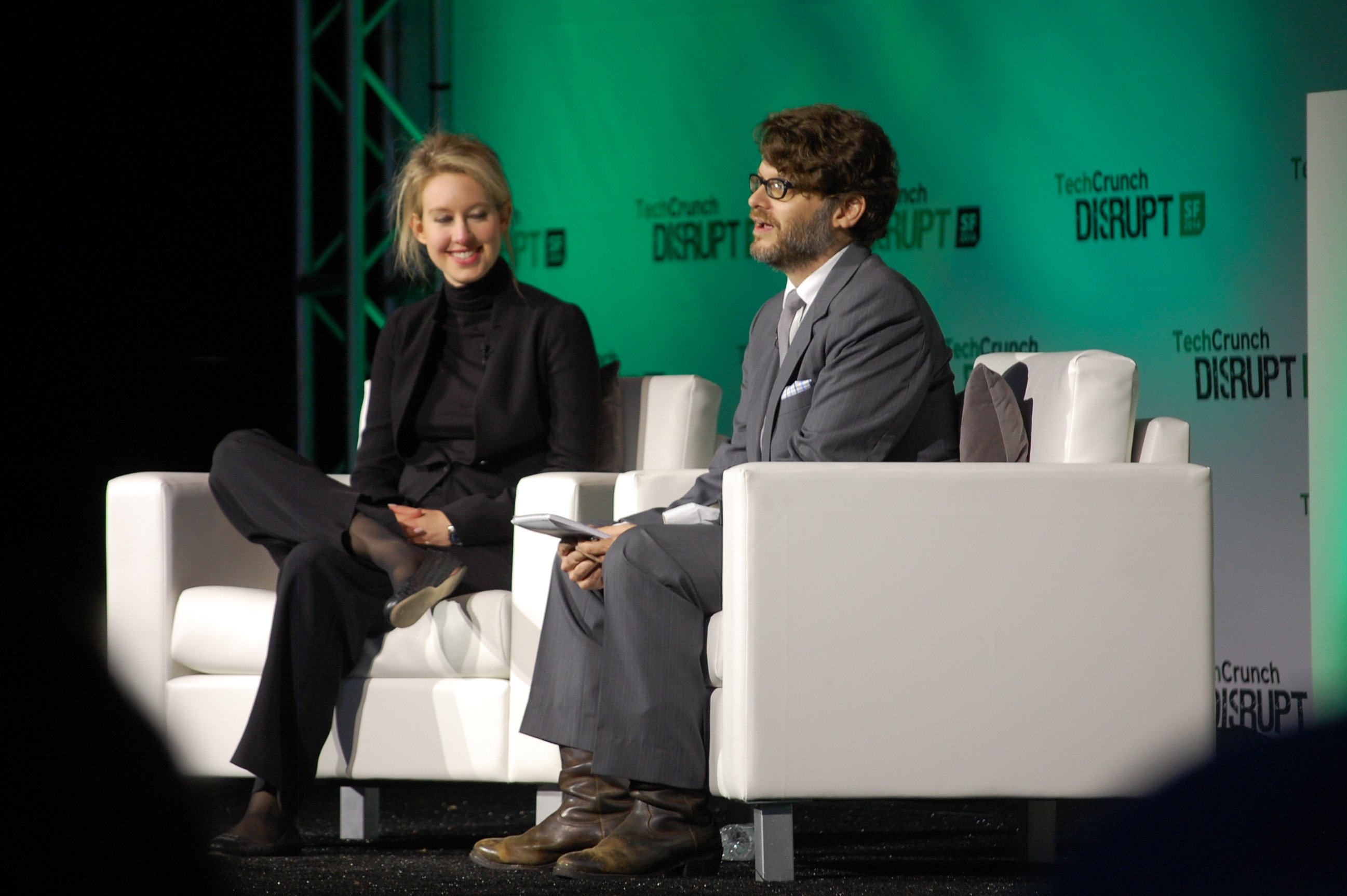 Elizabeth Holmes on stage at a technology conference in San Francisco in 2014, when Theranos was valued at 9 billion dollars