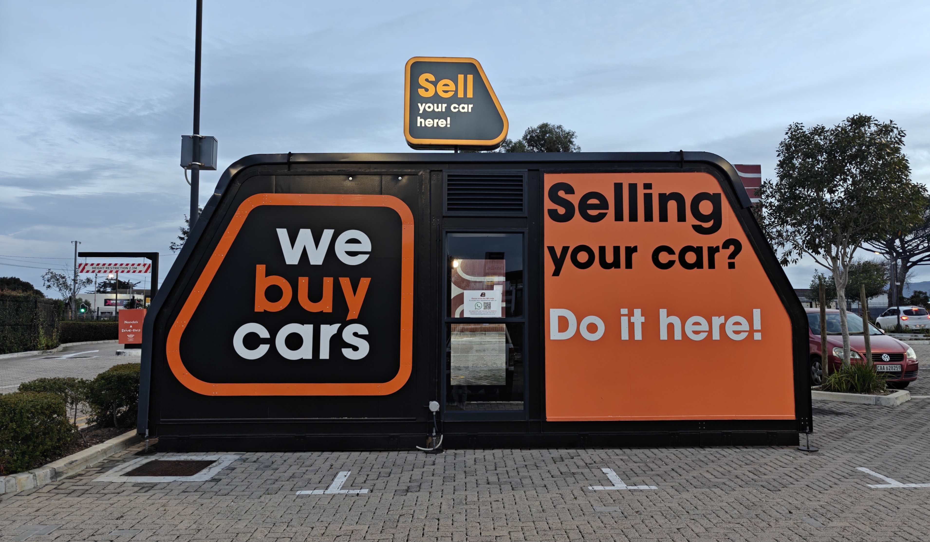 A WeBuyCars buying pod at 3Arts Village in Plumstead, Cape Town