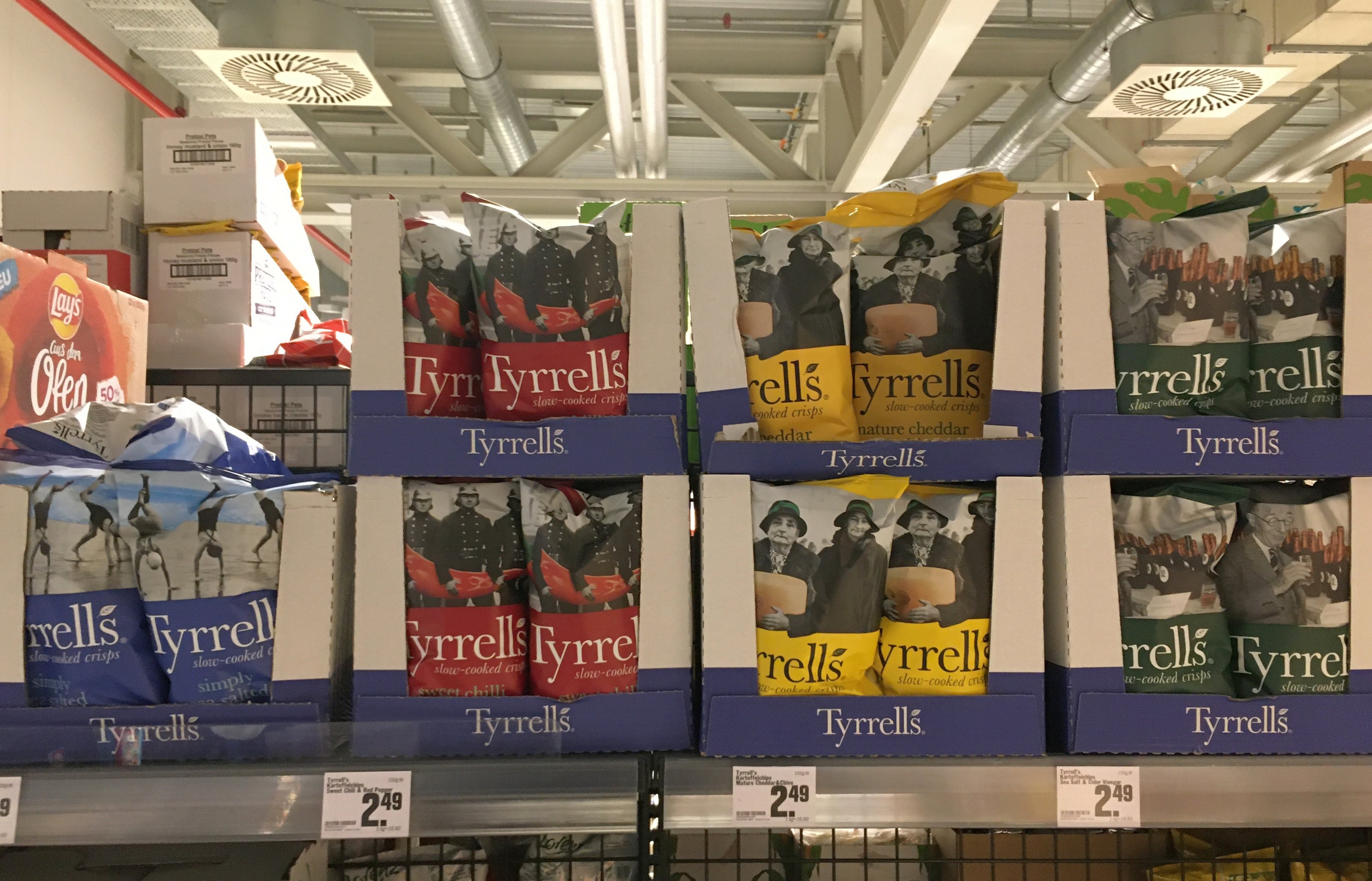 Snack food on a supermarket shelf, a category food companies say GLP-1 drugs are hitting