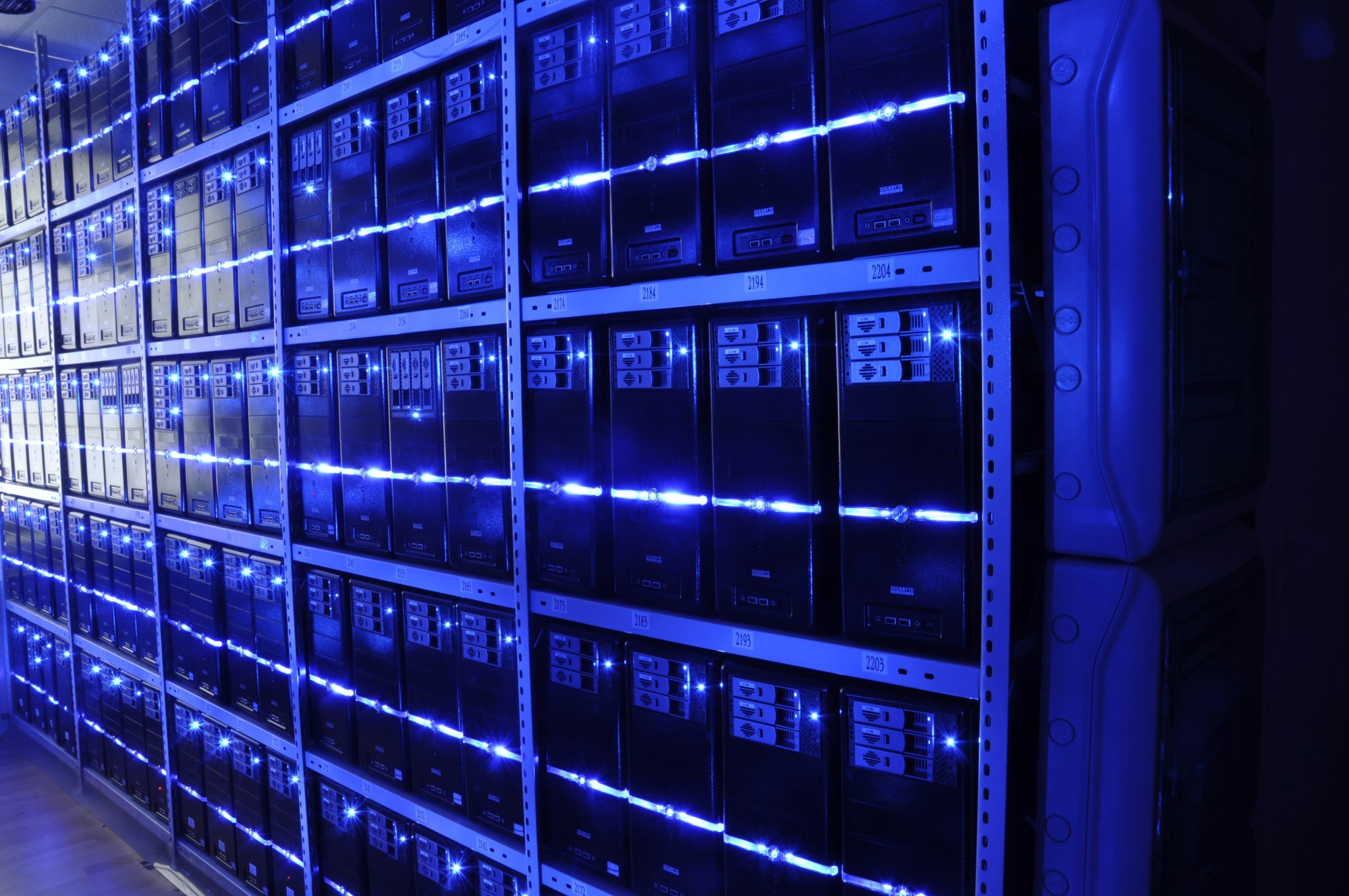 Rows of servers inside a data centre